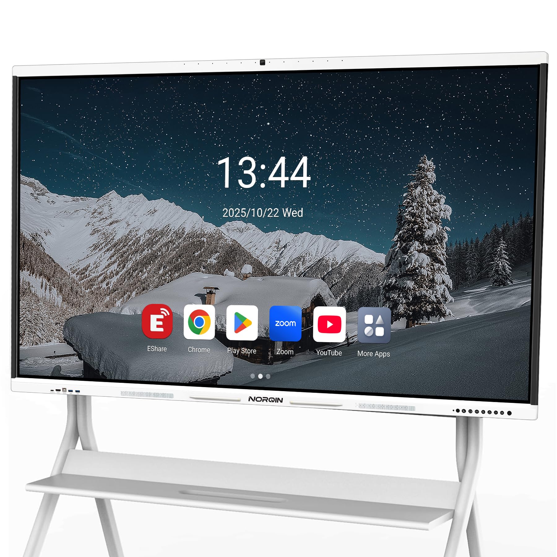 NORQIN Interactive Smartboard 65 4K UHD Touchscreen Digital Whiteboard with 48MP Camera, 8-Array Microphone, Dual 15W Speakers f