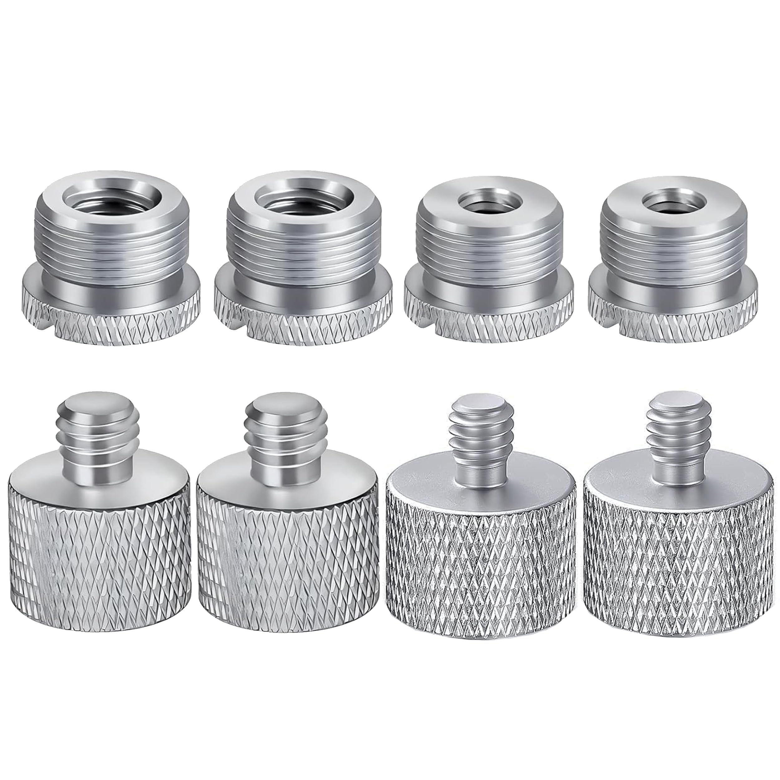 IXTECH Mic Stand Adapter Set - 8pcs Metal Tripod Adapter - 5/8 to 3/8 & 1/4 Male/Female Threads - ADP01 Silver