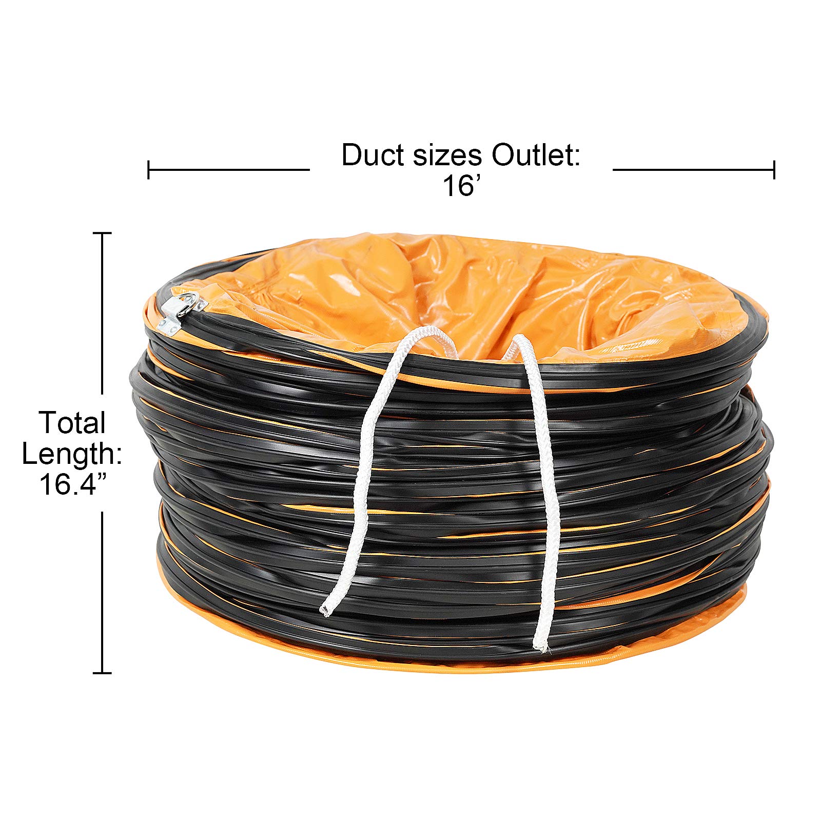 Alorair 16' Pvc Flexible Duct Hose For Cleanshield Hepa 550 Air Scrubber And Pureairo Hepa Pro 770/870/970, Easy Storage (16 Inch X 16.4 Feet, Inlet)