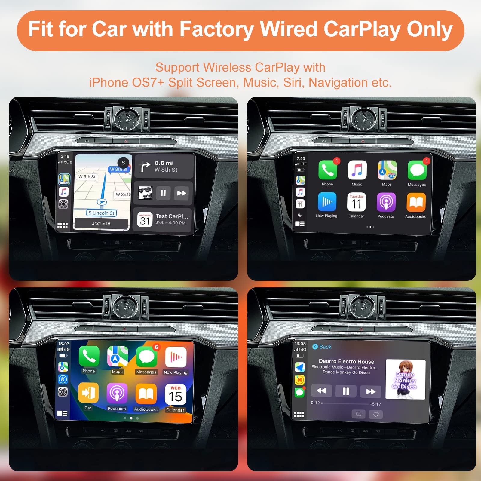 Autuvone Wireless Carplay Adapter For Apple Iphone Ios7+ Convert Wired To Wireless Carplay Dongle, Wireless Car Play, Fit For Ca