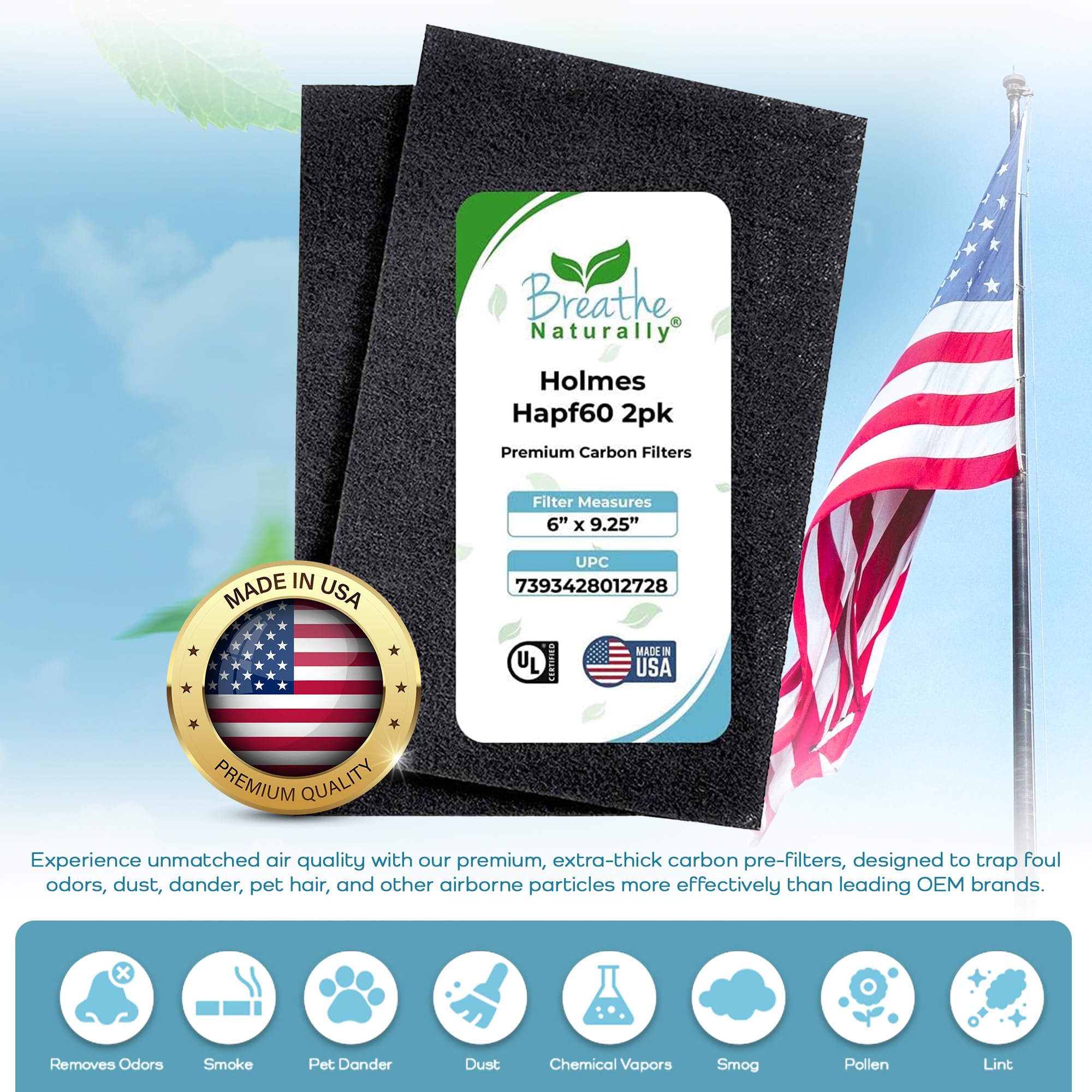Breathe Naturally   Hapf600 Hepa Carbon Filter Replacement For Holmes Air Purifiers   High Efficiency Carbon Air Cleaner Filters