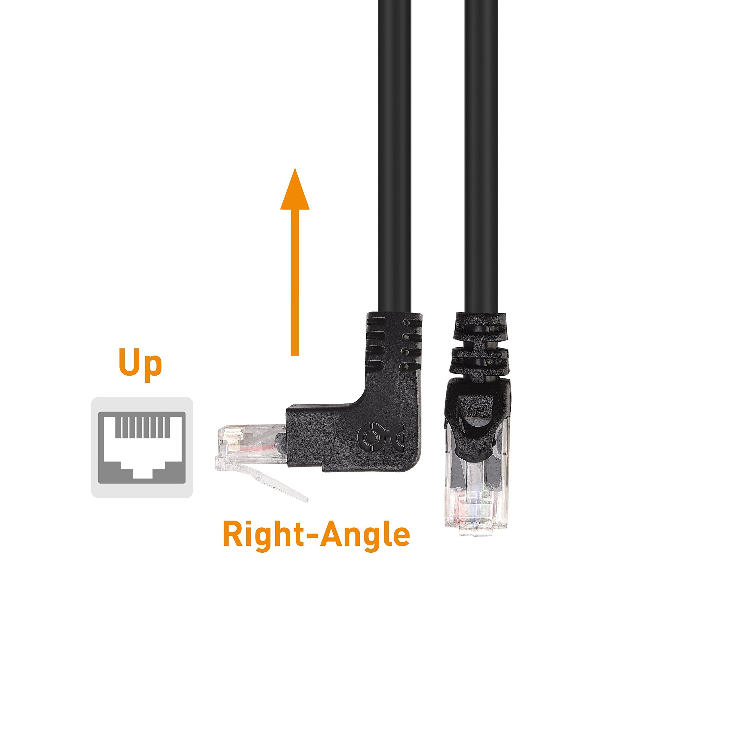 Cable Matters 10Gbps Combo Pack 90 Degree Cat 6, Cat6 Right Angle Ethernet Cable 7 ft (Right Angle Down + Right Angle Up)