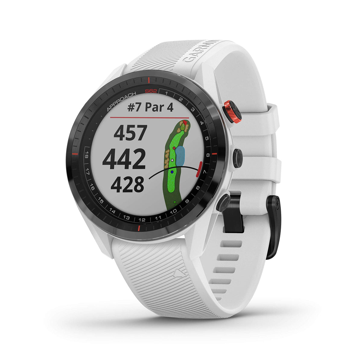 Garmin Approach S62, Premium Golf Gps Watch, Built In Virtual Caddie, Mapping And Full Color Screen, White