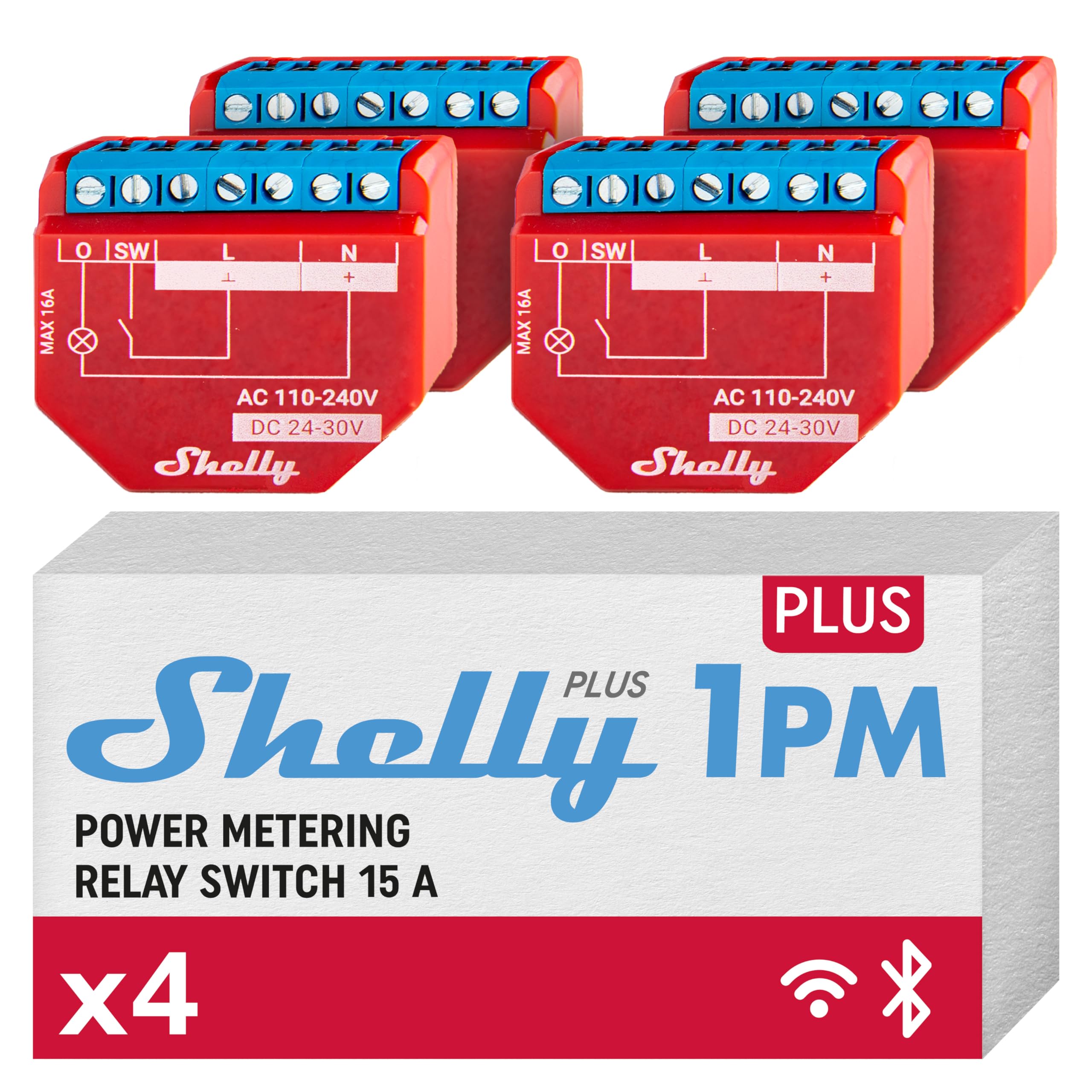 Shelly Plus 1Pm Ul | Wifi Smart Relay Switch With Power Metering Function | Bluetooth Gateway | Home Automation | Compatible Wit