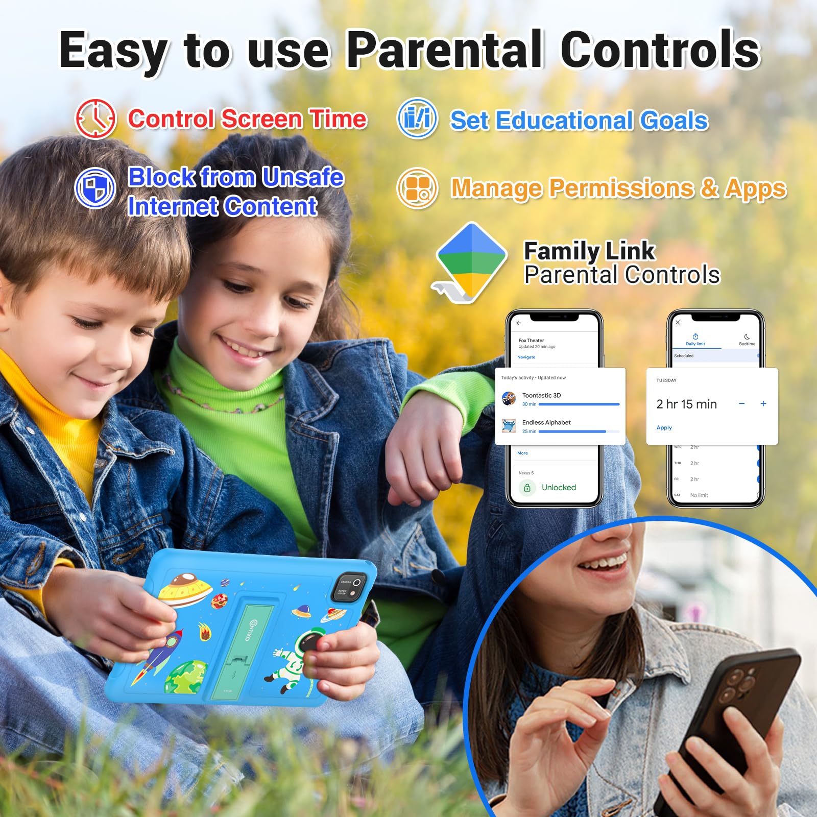 Contixo K103 Kids Tablet   Tablet For Kids Toddler With 80 Disney Storybooks Pre Installed, 10 Inch, 32Gb, Android Wifi, Parental Control, Learning Tablet For Children, Kid Proof Case (Blue)