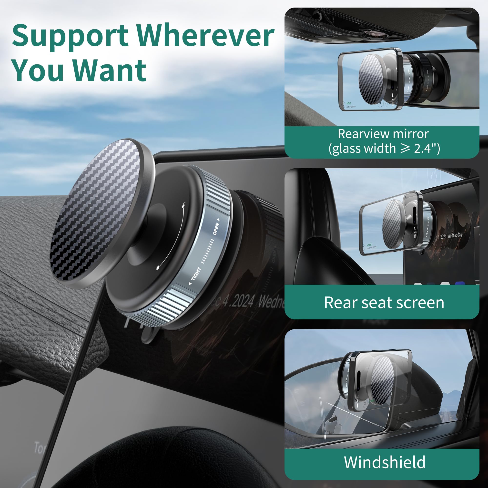 Homemount Vacuum Magnetic Phone Holder Stand For Magsafe, 2025 Upgraded Suction Cup Phone Mount, 360 Adjustable Magnetic Phone H