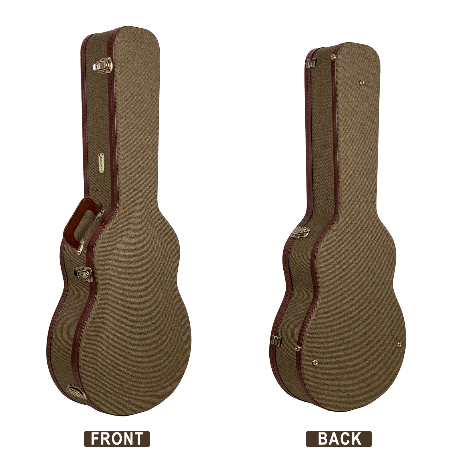 Crossrock Master Series 000 12-Fret Acoustic Guitar Case | Olive Green Tweed Exterior, Re-Engineered Wooden Shell, Leather Handl