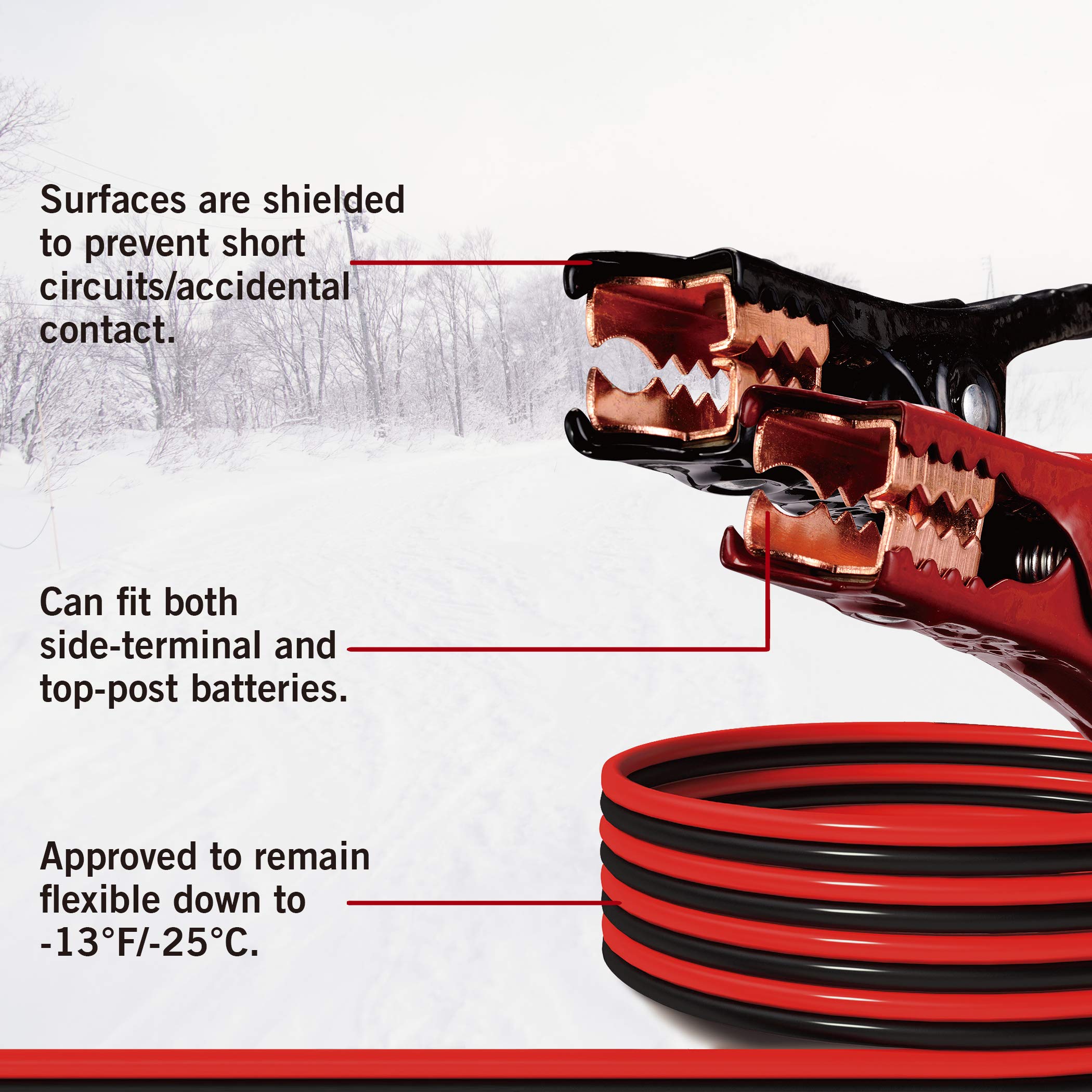 Cartman 4 Gauge 16 Feet Jumper Cables 300Amp Heavy Duty Booster Cable In Carry Bag