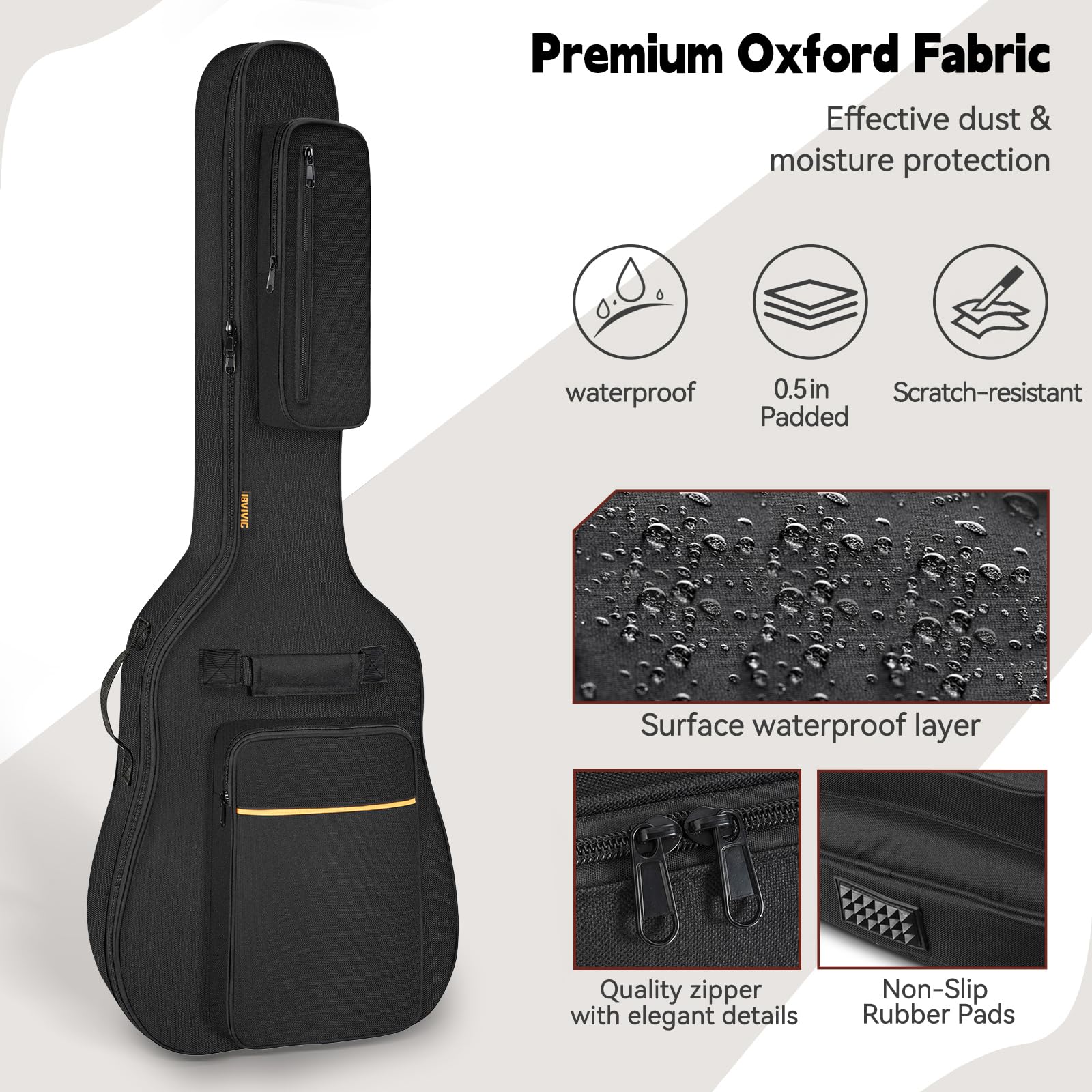 Ibvivic Dust Cover Acoustic Guitar Bag Water Resistent Dual Adjustable Shoulder Strap Guitar Case Gig Bag No Padding, Bag Only