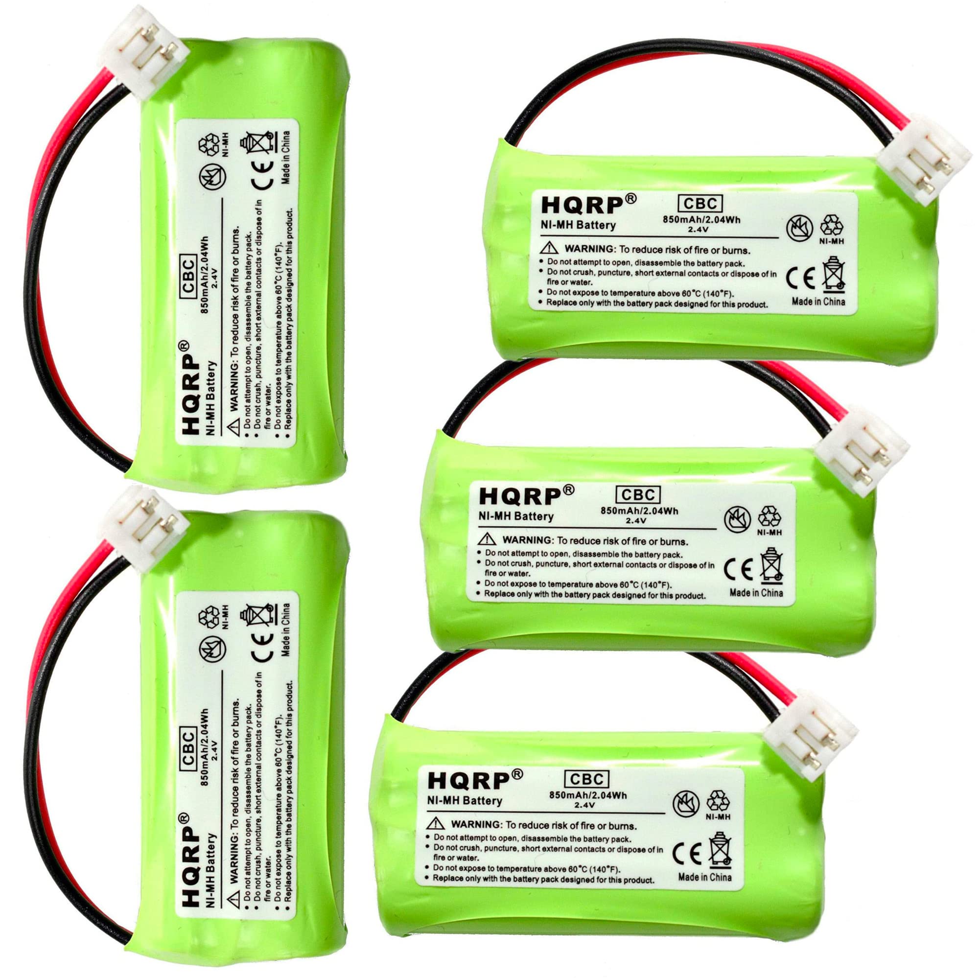 Hqrp 5 Pack Cordless Phone Battery Compatible With Vtech Bt183348 Bt283348 89 1326 00 00 89 1300 00 00 8913260000 89 1300 01 00