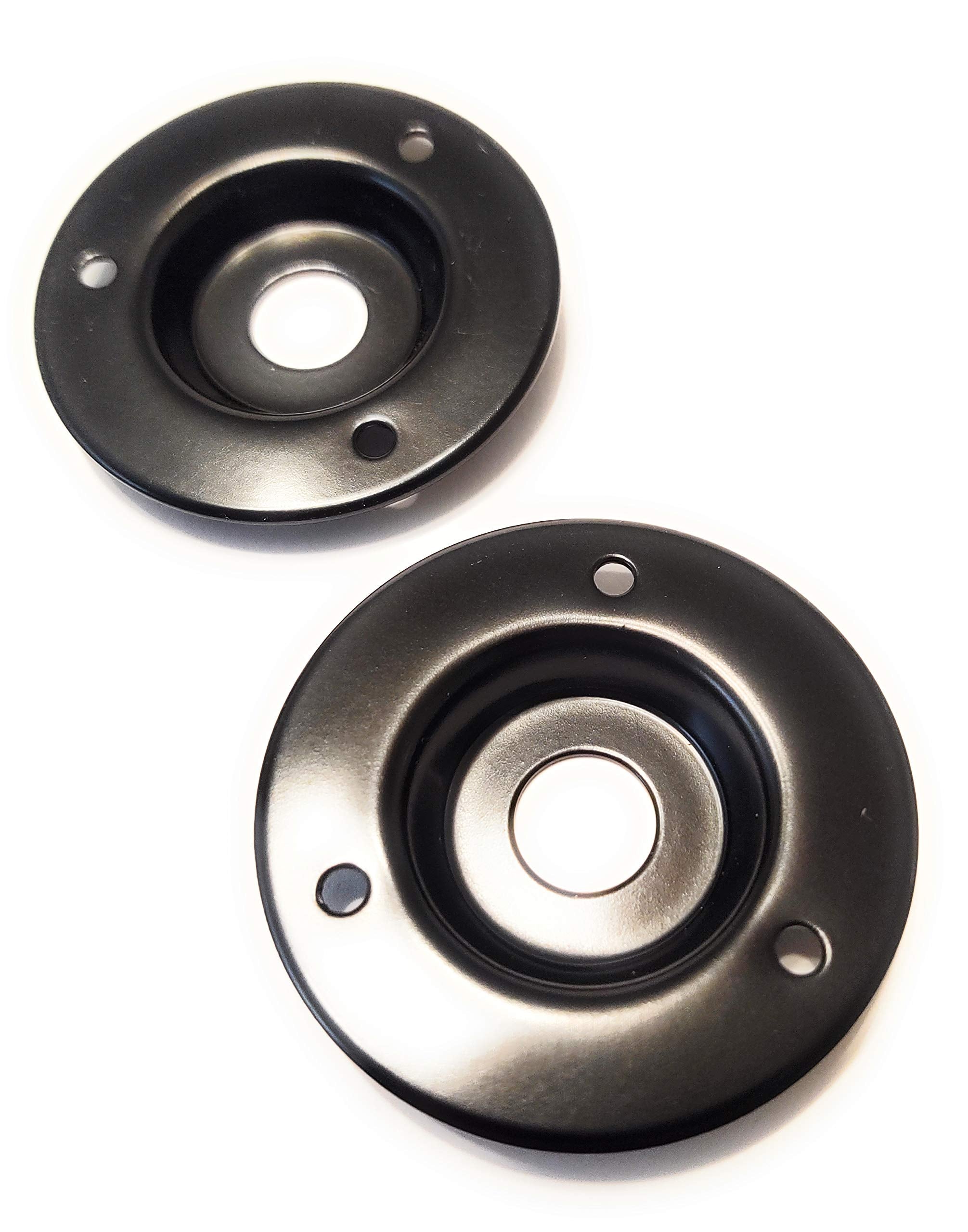 Axegrinderz 2 Pack Round Metal Speaker Jack Plates For Amplifier Cabinets 1/4 Inch Black Finish 2 Inch Diameter