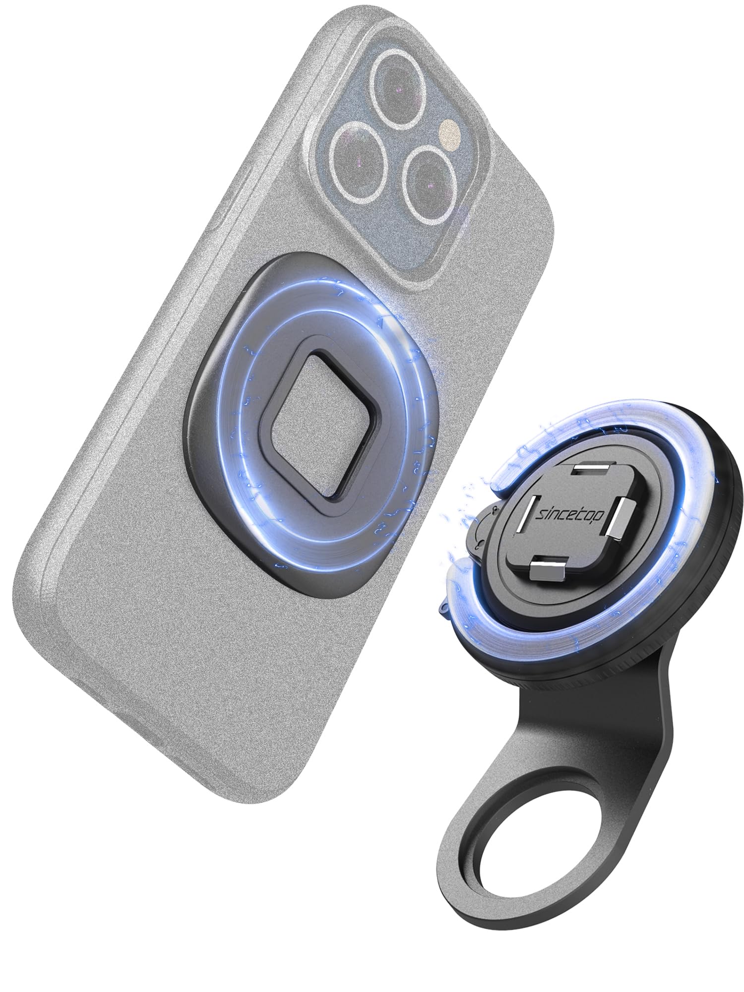 Sincetop Bike Stem Magnetic Phone Mount Series Q [ Quad ] - Mountain Bicycle Stem Phone Holder - Quick Lock & Release - Aluminum