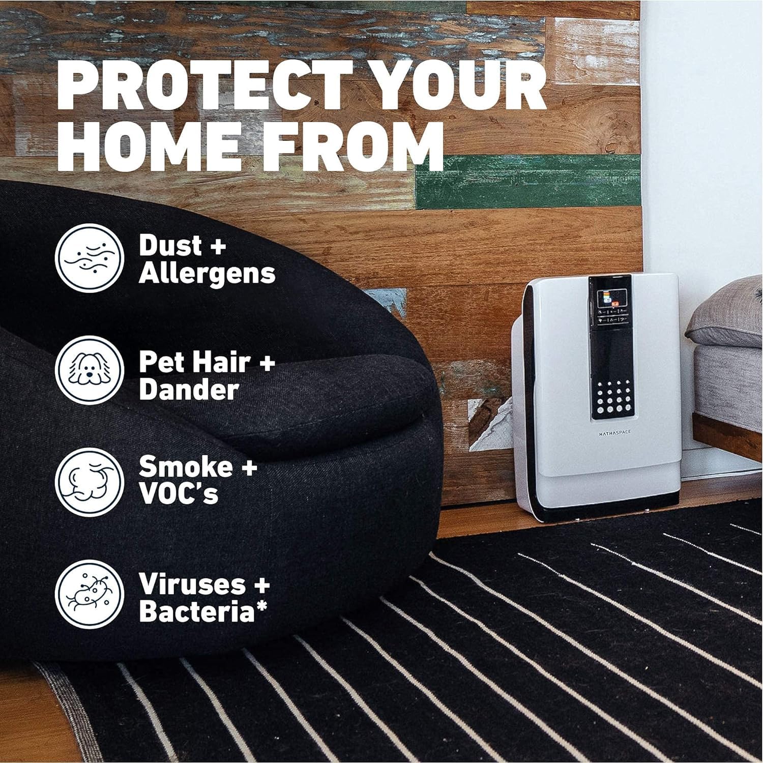 HATHASPACE HSP001 True HEPA Air Purifier, Removes 99.9% of Dust, Covers 700 Sq. Ft, White, Ideal for Home & Large Rooms