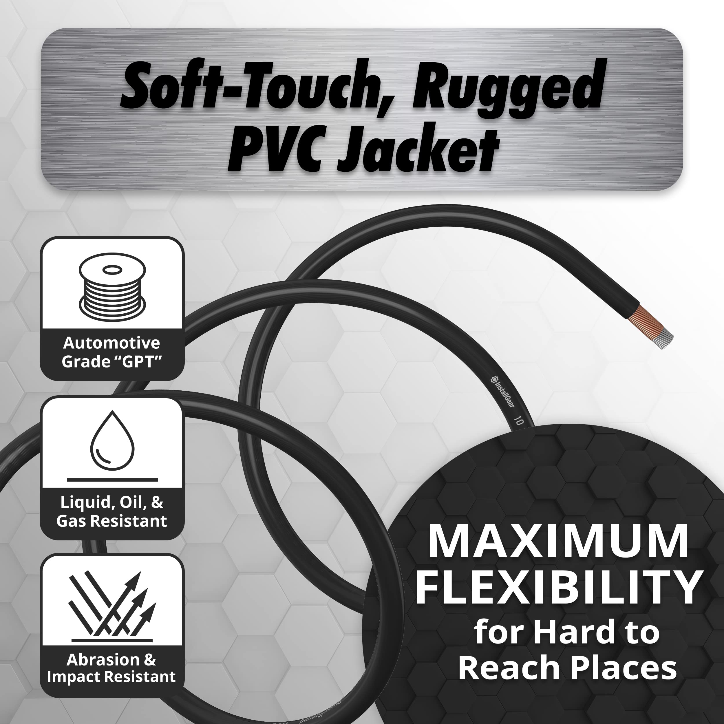 Installgear 10 Gauge Wire (25Ft) Copper Clad Aluminum Caa   Primary Automotive Wire, Car Amplifier Power & Ground Cable, Battery