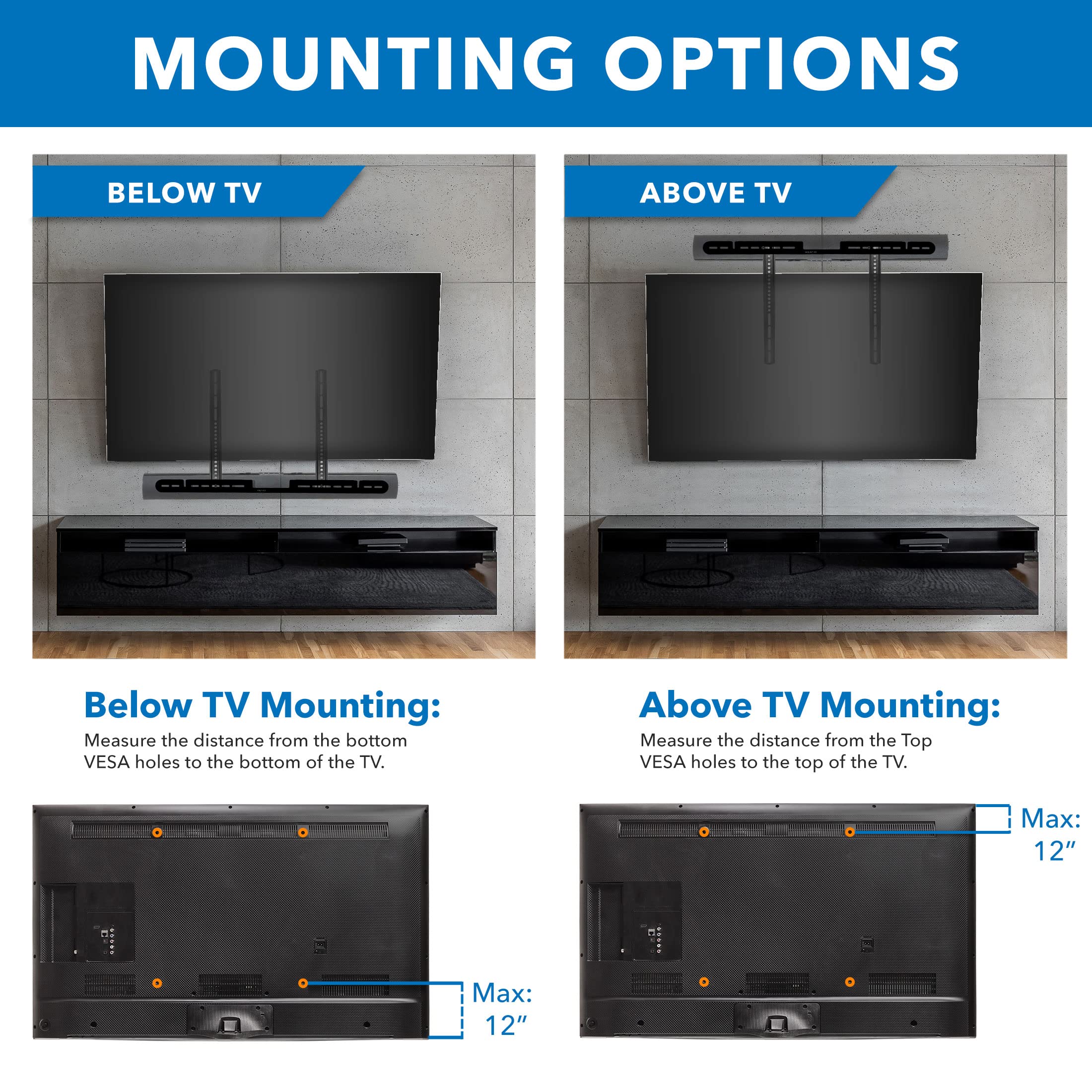 Mount It! TV Speaker Bracket Compatible with Sonos Arc Soundbars | Soundbar Mount for TV to Achieve Directional Sound All Around, Designed for Compatibility with Sonos Arc