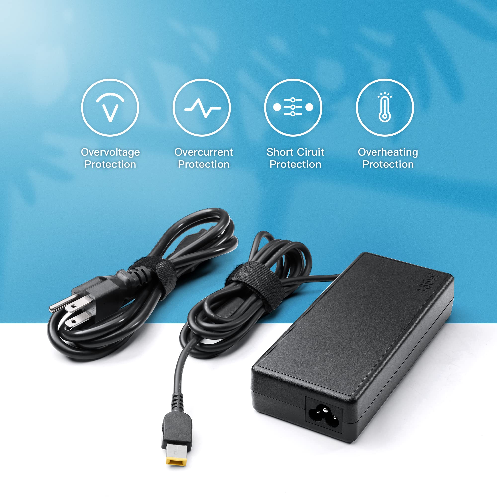 135W Laptop Charger For Lenovo Thinkpad X1 Extreme P1 P15V T15P Gen 1 2 3 4 Ideapad L340 3 15 4X20E50558 888015027 Adl135Ndc3A A