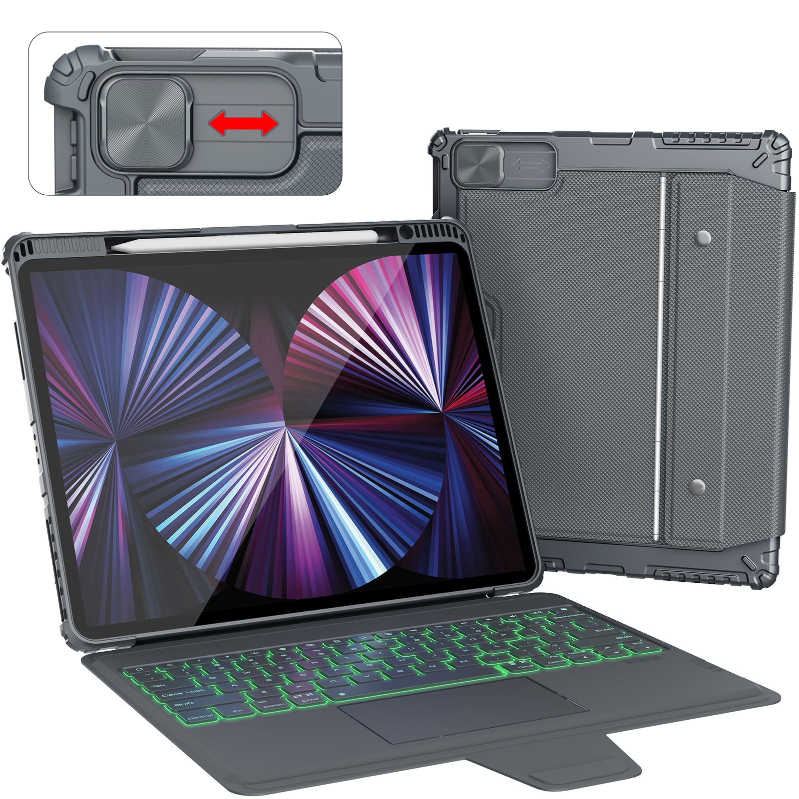 Nillkin Ipad Pro 12.9 Case With Keyboard For Ipad Pro 12.9 Inch (3Rd, 4Th, 5Th And 6Th Gen) And Ipad Air 13 2024 (M2), Detachabl