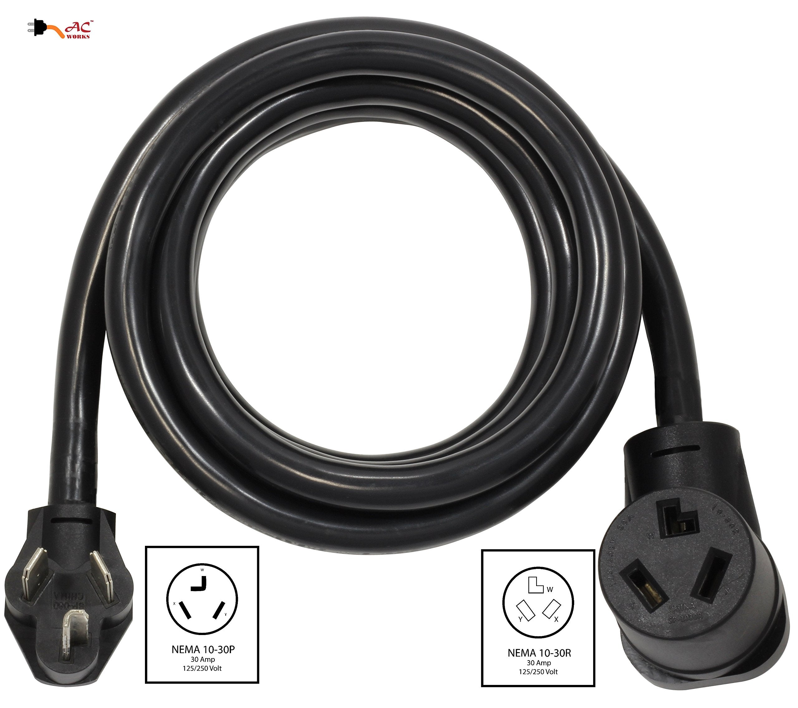 Ac Works 30Amp Dryer Extension Cord (10Ft 3 Prong Dryer)