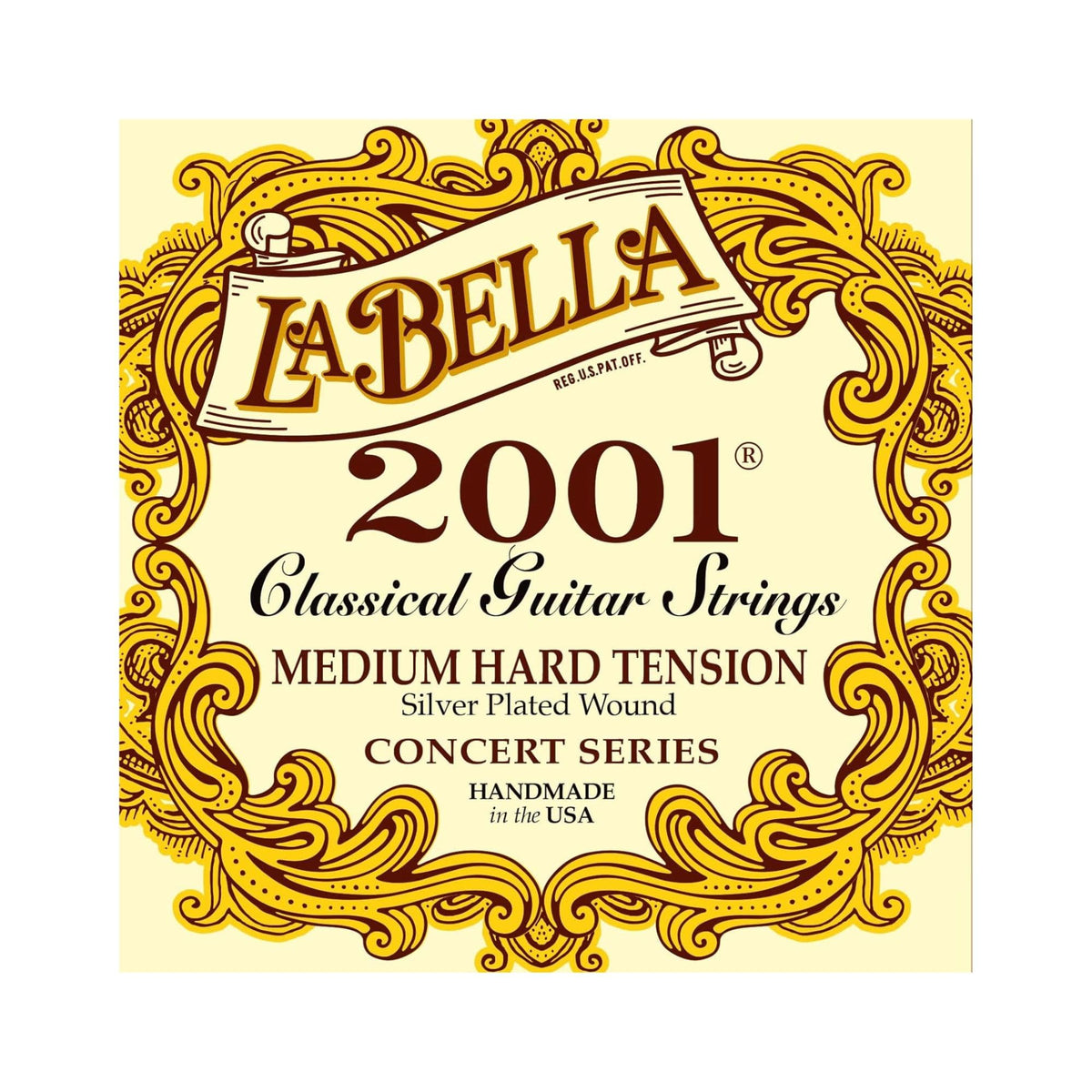 La Bella 2001 Medium Hard Tension Silver Plated Wound Classical Guitar Strings