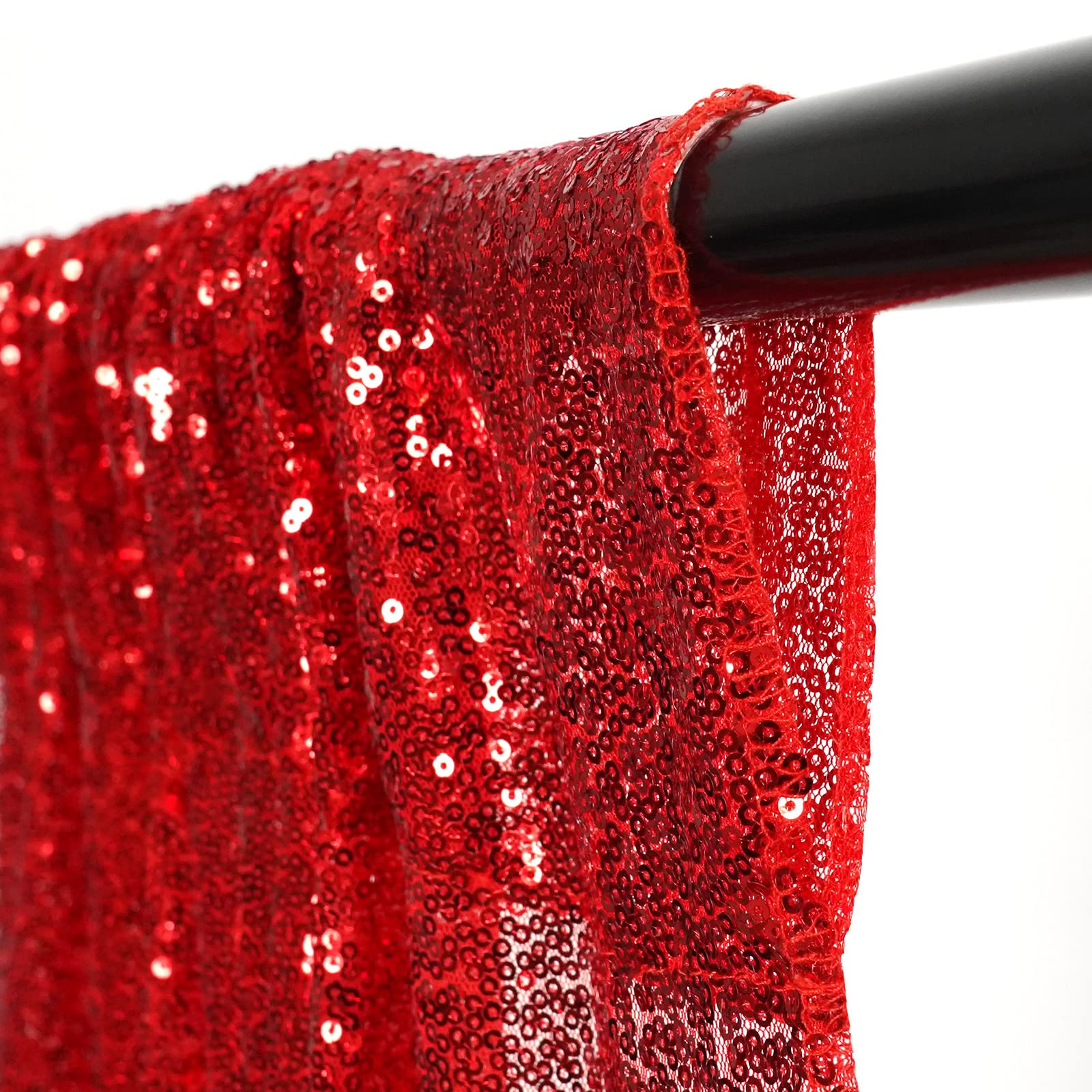 Poise3Ehome Red Sequin Backdrop Curtain, 10Ft X 10Ft Red Glitter Photography Background Curtains, Sequence Xmas Thanksgiving Bac