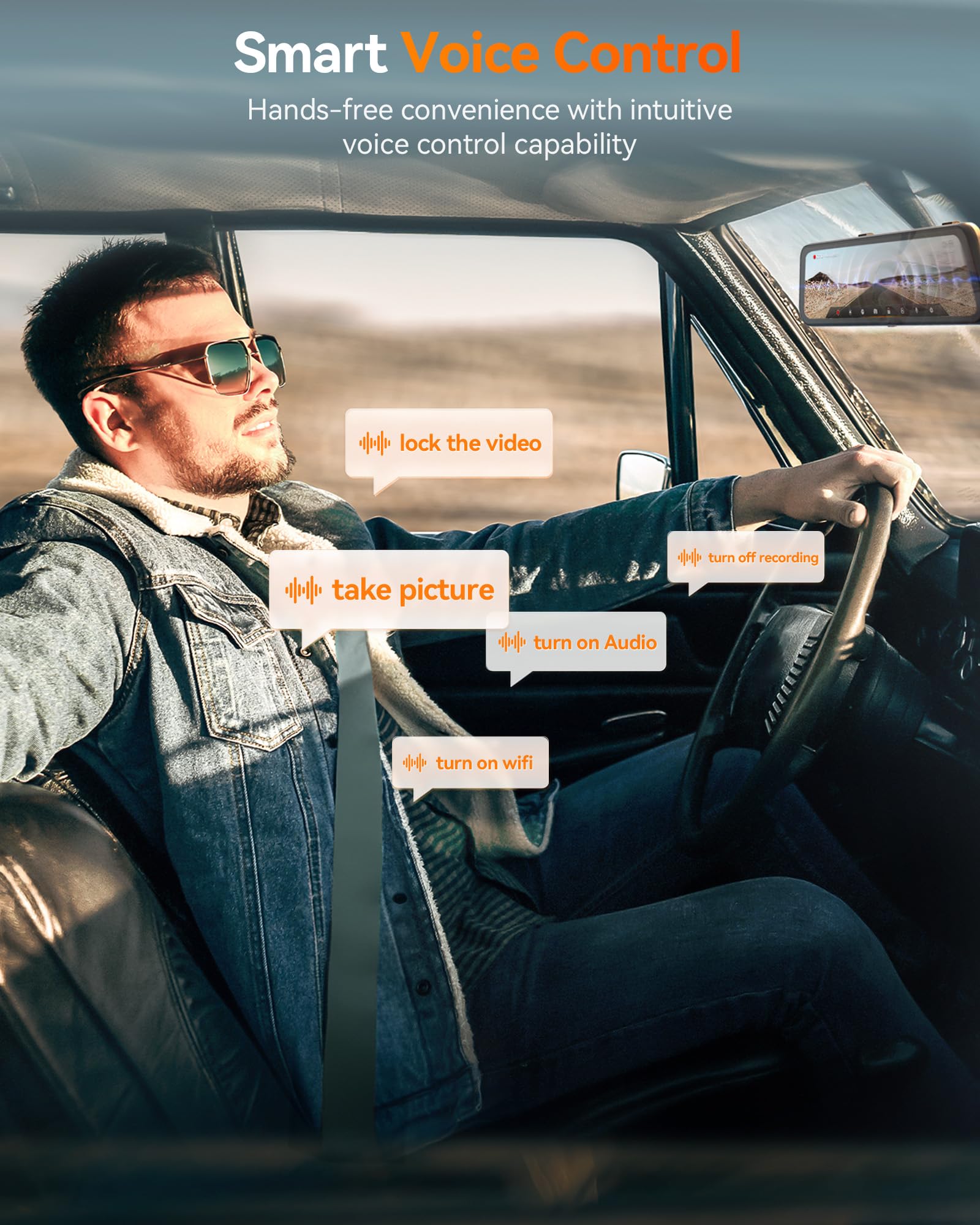 Wolfbox G900 Pro Mirror Dash Cam With Starvis 2 Imx678, 12 Inches Rear View Mirror Camera With Front 4K And Rear 2.5K, Included