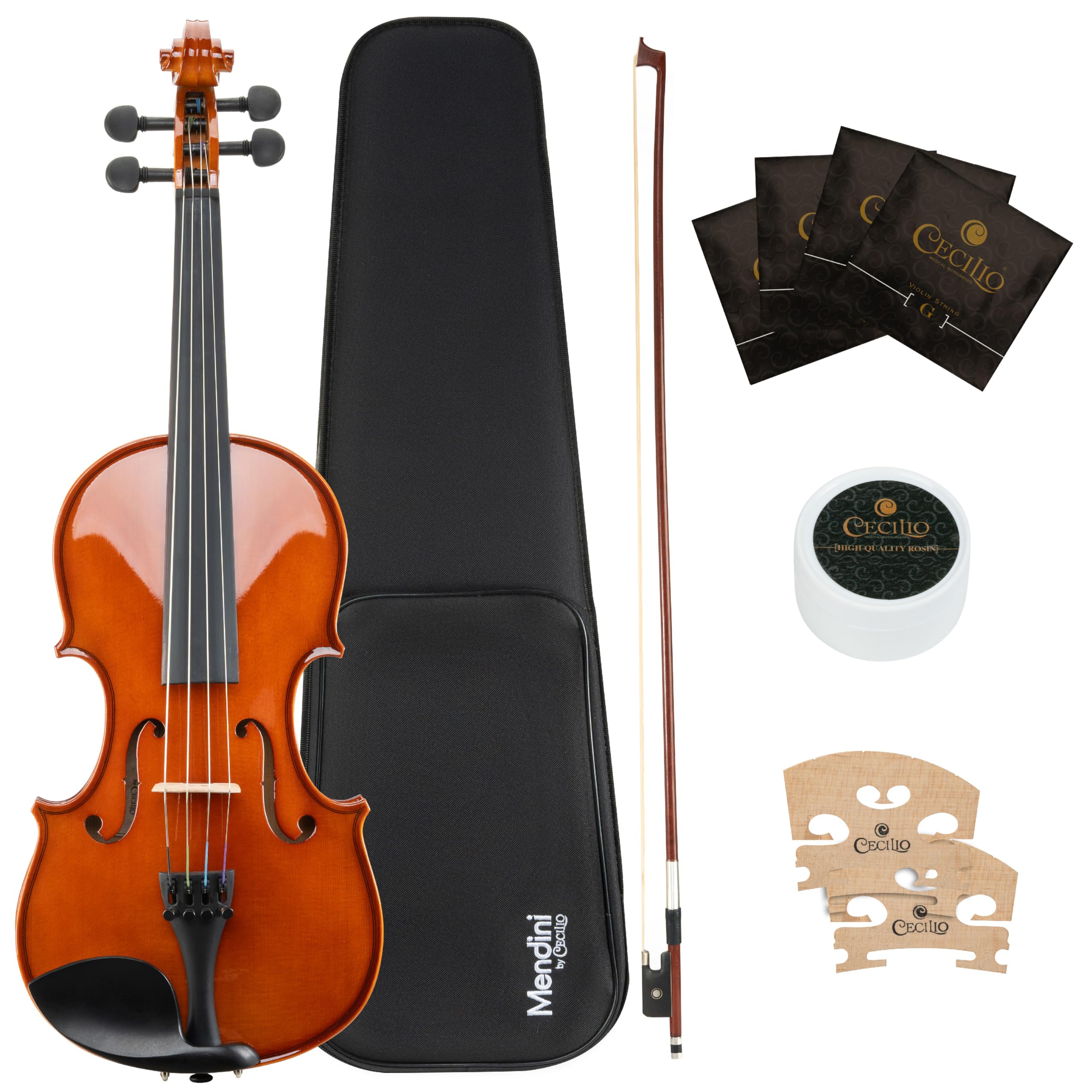 Mendini 13-Inch MA-White Solid Wood Viola with Case, Bow, Rosin, Bridge and Strings