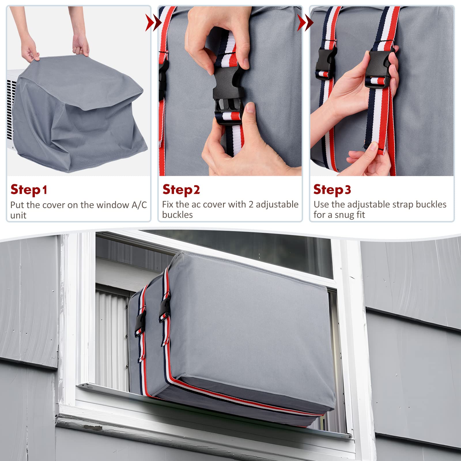 Unun Window Air Conditioner Covers For Outside, Ac Unit Covers Outdoor 21.5W X 15H X 16D Inches