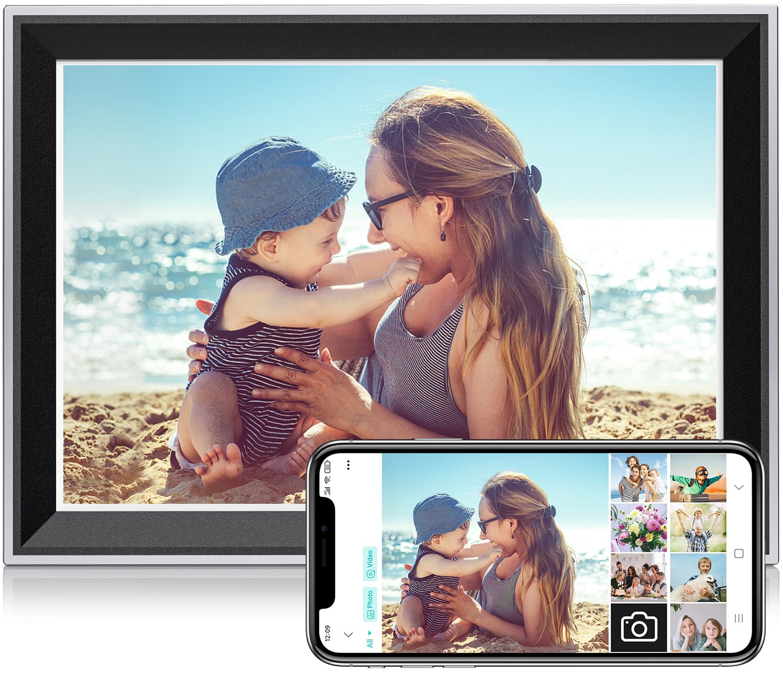 Atatat 10.1 Inch Wifi Digital Photo Frame, Electronic Smart Picture Frame With Ips Touch Screen, Internal 32Gb Storage & Multi U