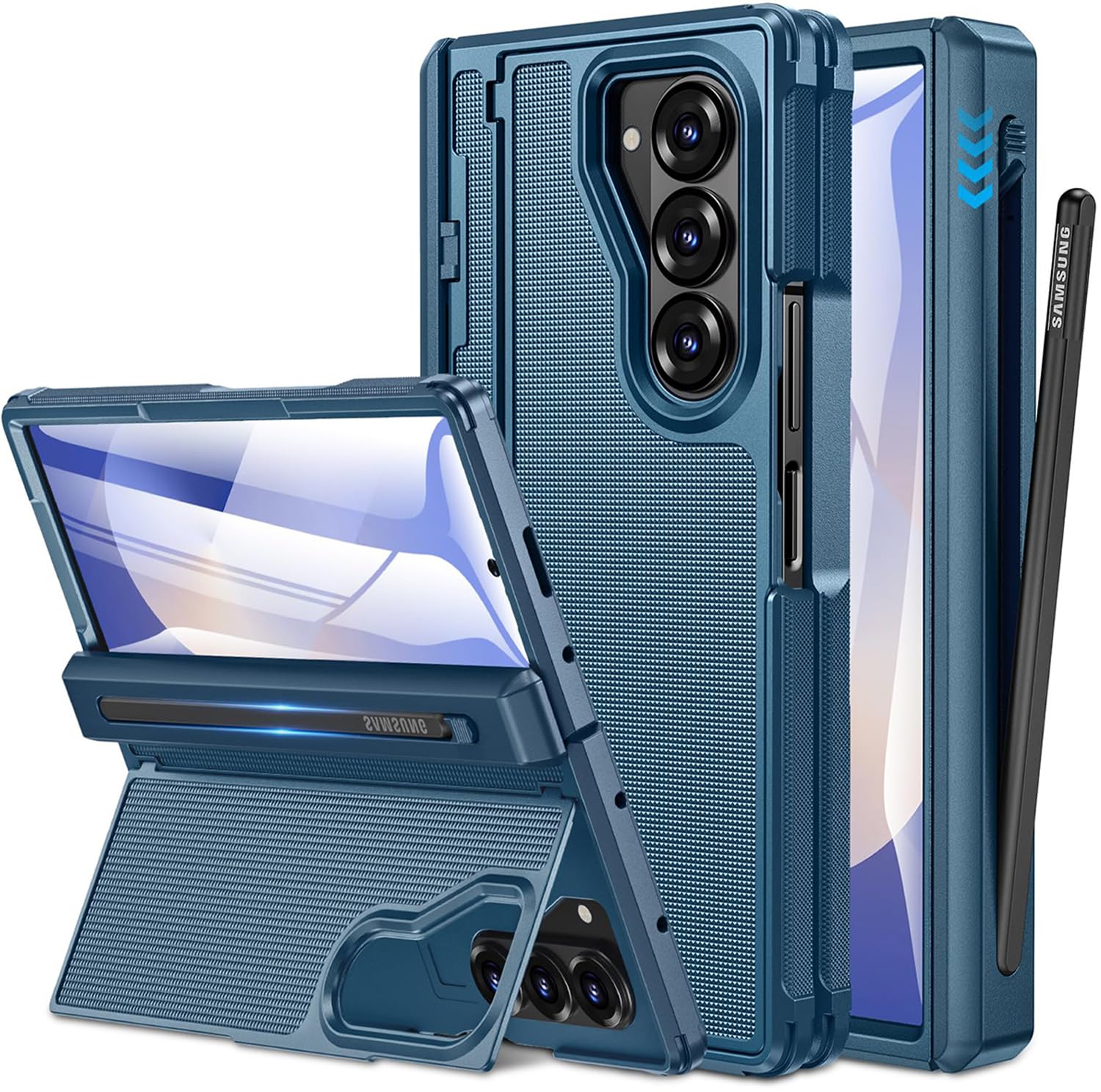 NINKI for Samsung Galaxy Z Fold 7 Case with S Pen Holder and Invisible Kickstand,Screen Protector Hinge Hard Drop-Proof Phone Co