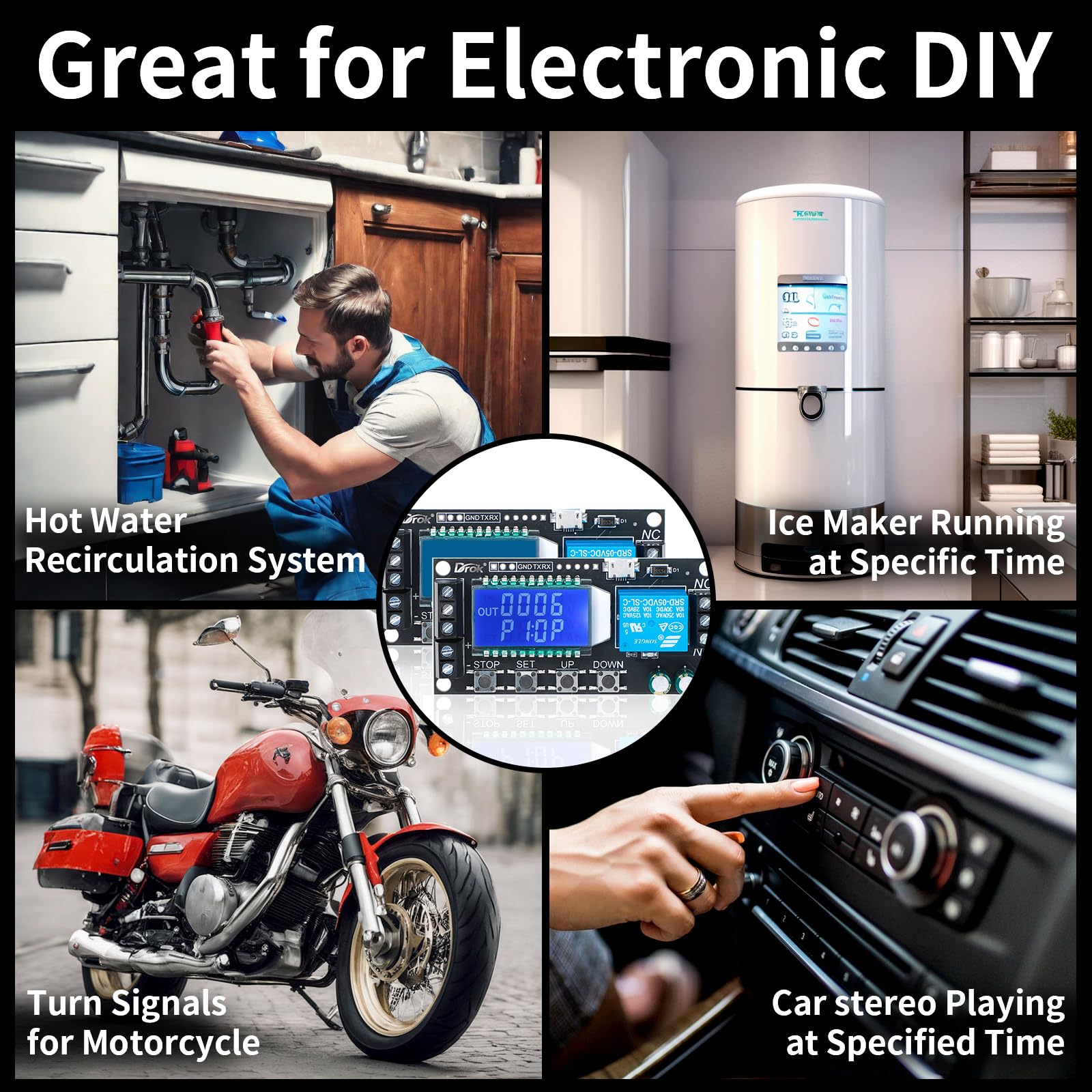 Drok Time Delay Relay 2Pcs Controller Dc 5V 12V 24V Module Adjustable Trigger Delay Switch Board With Lcd Display Support Micro