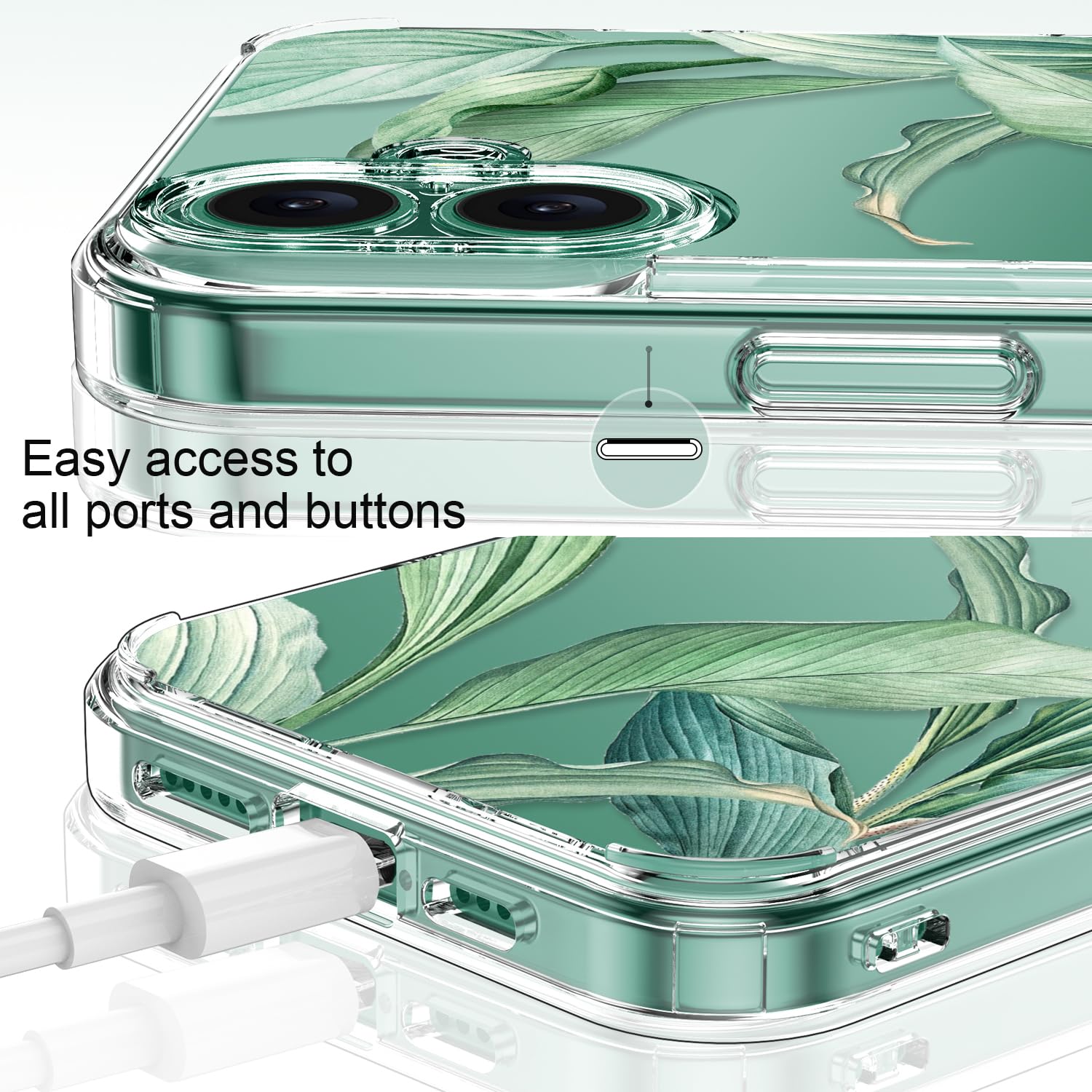 Luhouri For Iphone 16 Plus Case With Screen Protector   Crystal Clear Cover  Fashionable Pattern Design  Wireless Charging  Slim