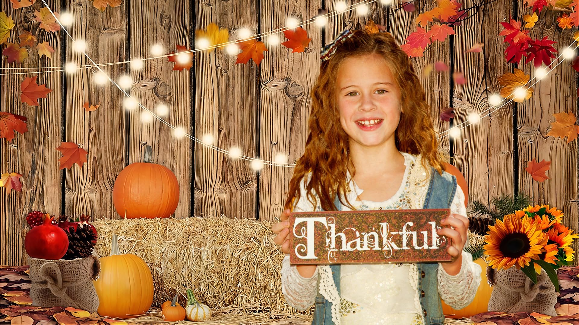 Yynxsy Fall Thanksgiving Photo Backdrop Autumn Retro Board Backdrops Wooden Fence Haystack Pumpkin Photo Background Thanksgiving