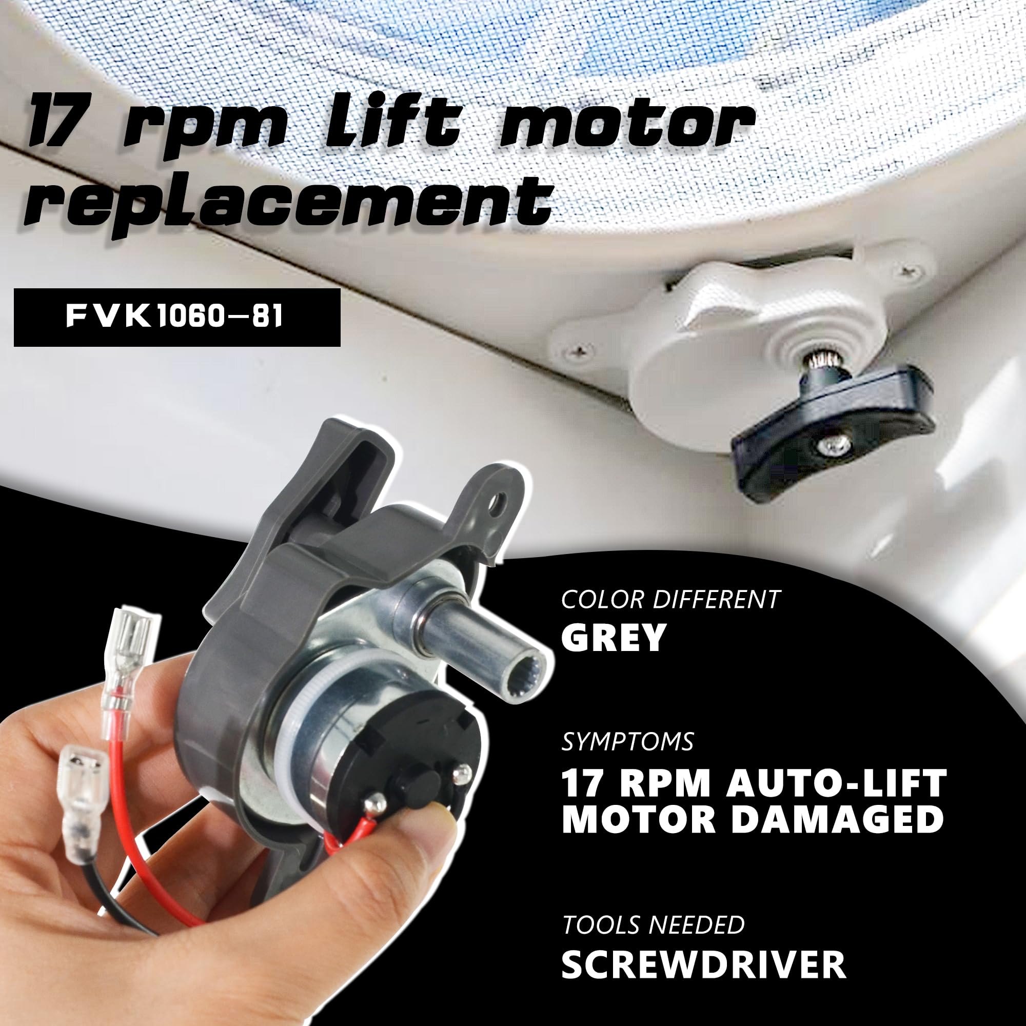 Zntvw Rv Fan Vent K6010 81 17 Rpm Lift Motor B Series Roof Vents With Powered Lifts   Gray Cap