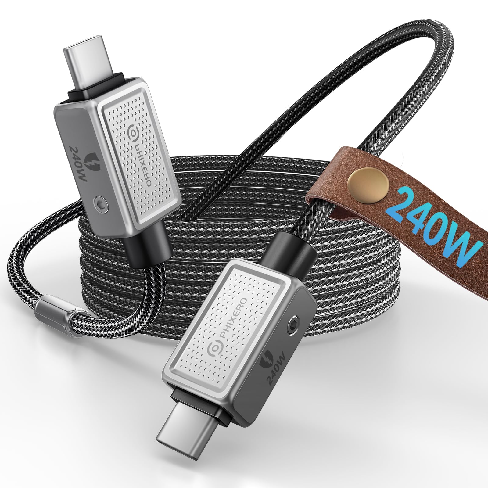 Phixero 240W Usb C To Usb C Cable 6.6Ft[Zine Alloy], Pd 3.1 5A Super Fast Charging Cable Type C, C To C Type Fast Charging Cable