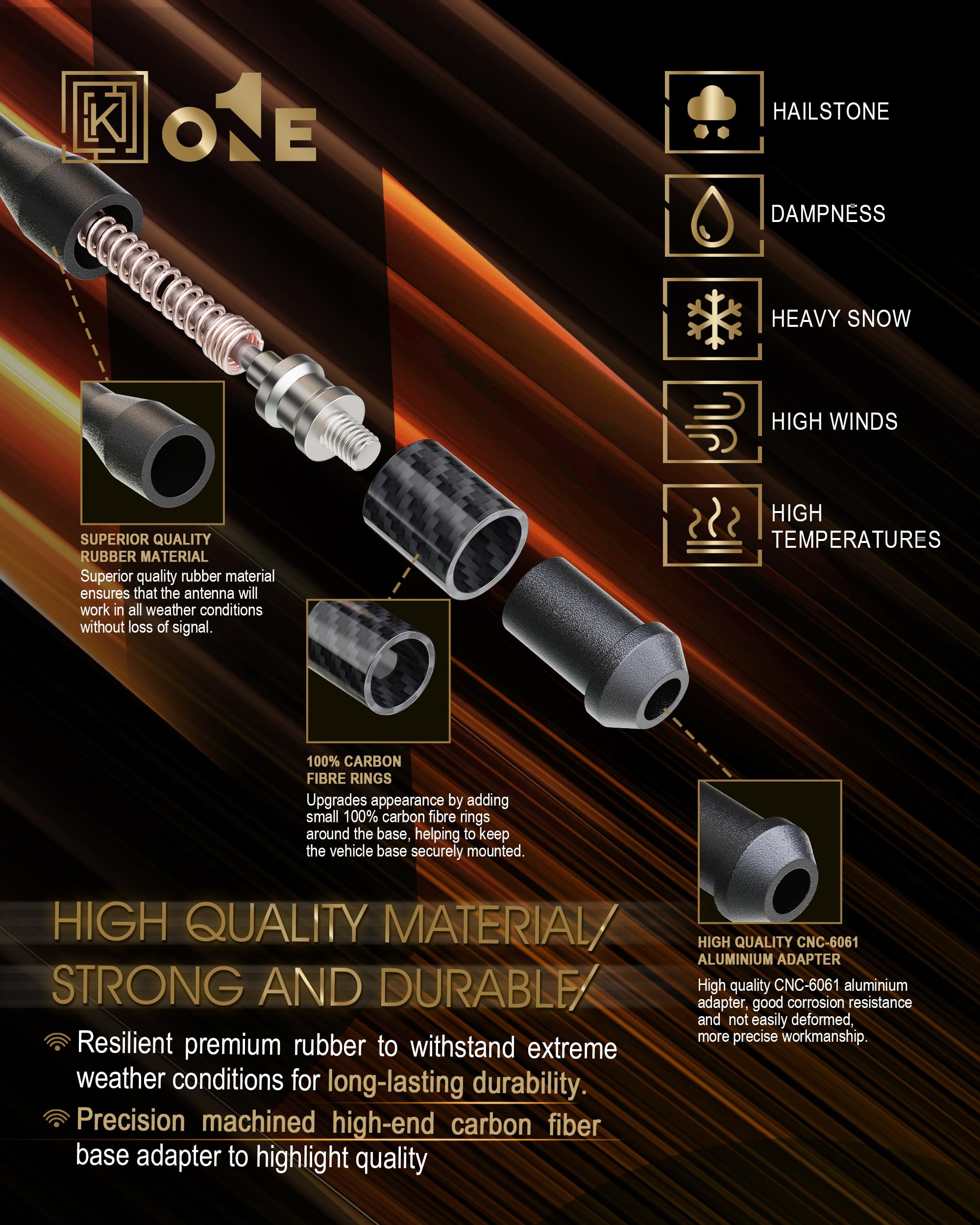 ?????? Keyo1E Carbon Fiber Antenna Compatible With Jeep Wrangler Jku Rubicon Sahara 2007 2024 | 7.9 Inches Flexible Sturdy Rubbe