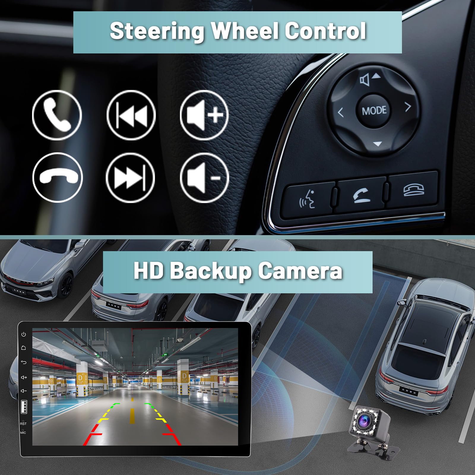 Inefala Single Din Car Stereo Radio Compatible With Carplay And Android Auto, 9 Inch Hd Bluetooth Touchscreen With Voice Control