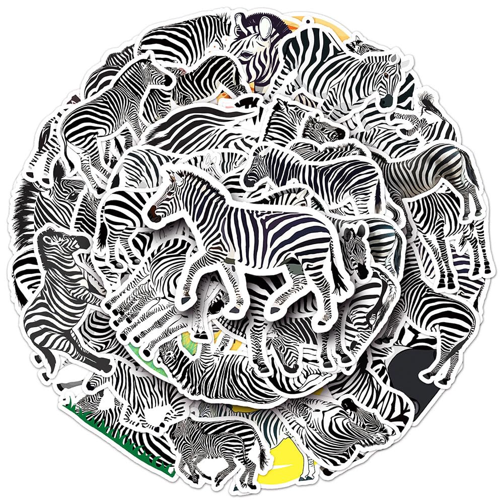 Zebra Stickers |50Pcs Zebra Waterproof Vinyl Decals For Bike Water Bottles Laptop Bicycle Refrigerator Cup Luggage Computer Mobi