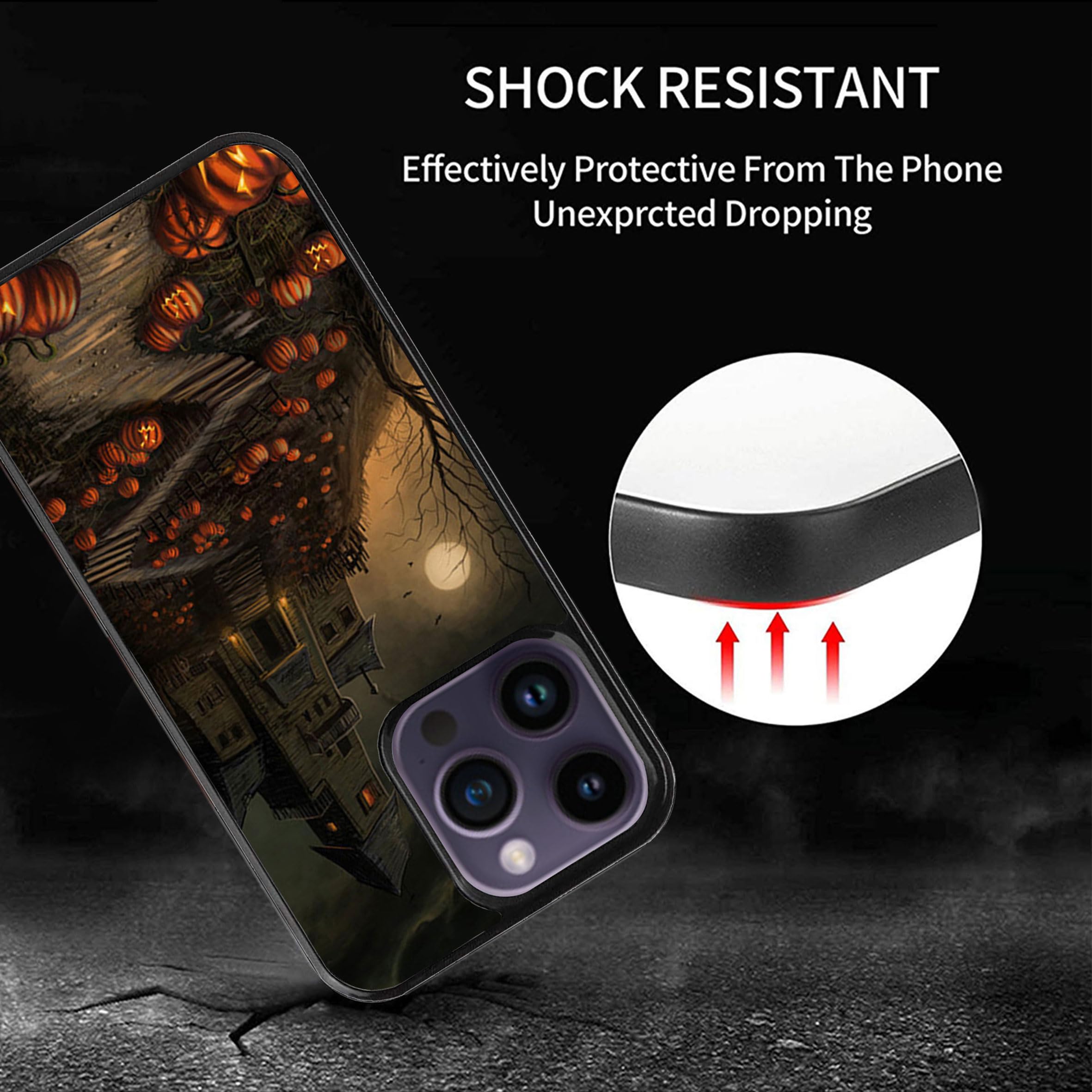 Vuttoo For Iphone 14 Pro Case   Halloween Haunted House Pattern Phone Case   Tpu Shock Absorption Protection Phone Case