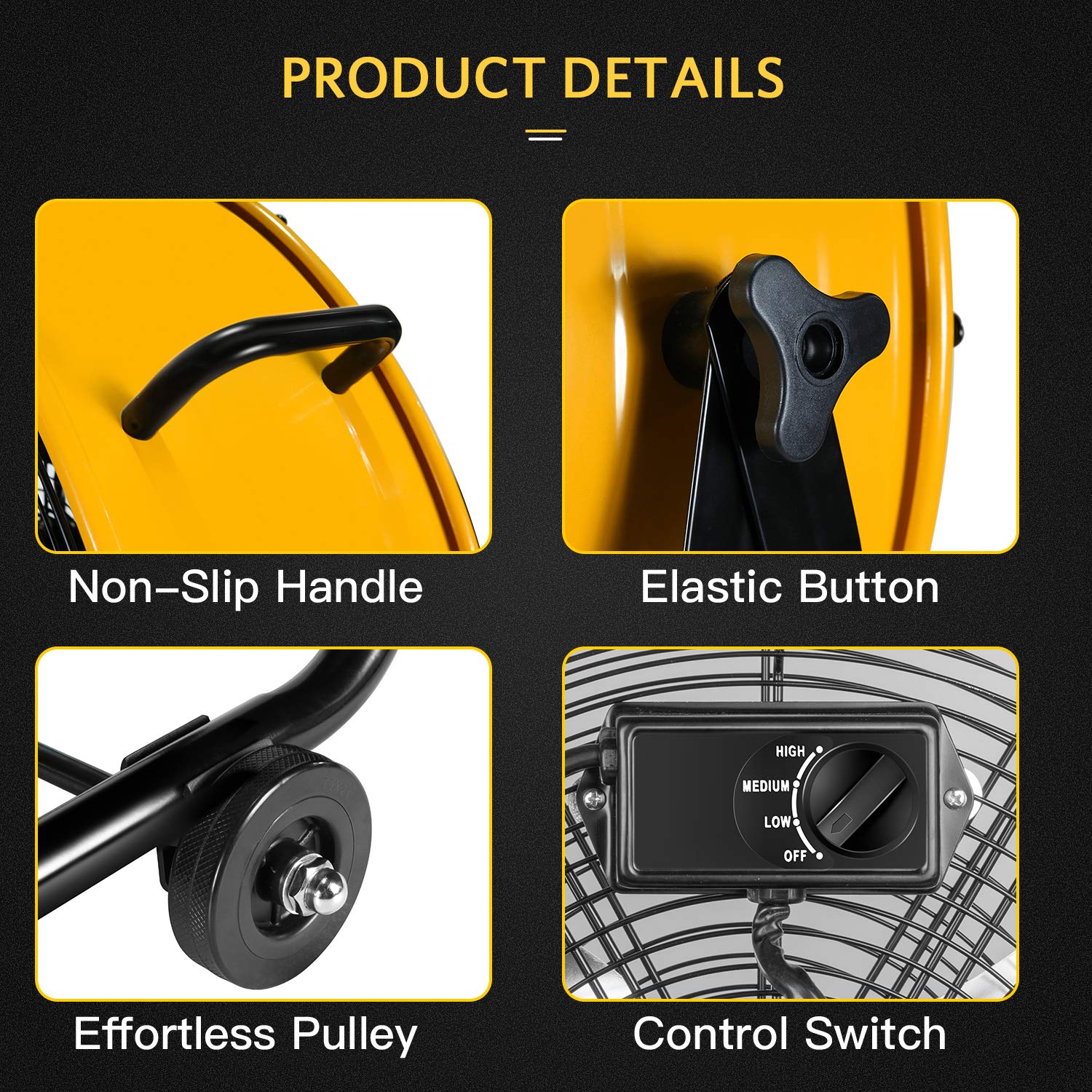 Simple Deluxe 30 Inch Heavy Duty Metal Industrial Drum Fan, 3 Speed Air Circulation For Warehouse,Workshop, Factory And Basement