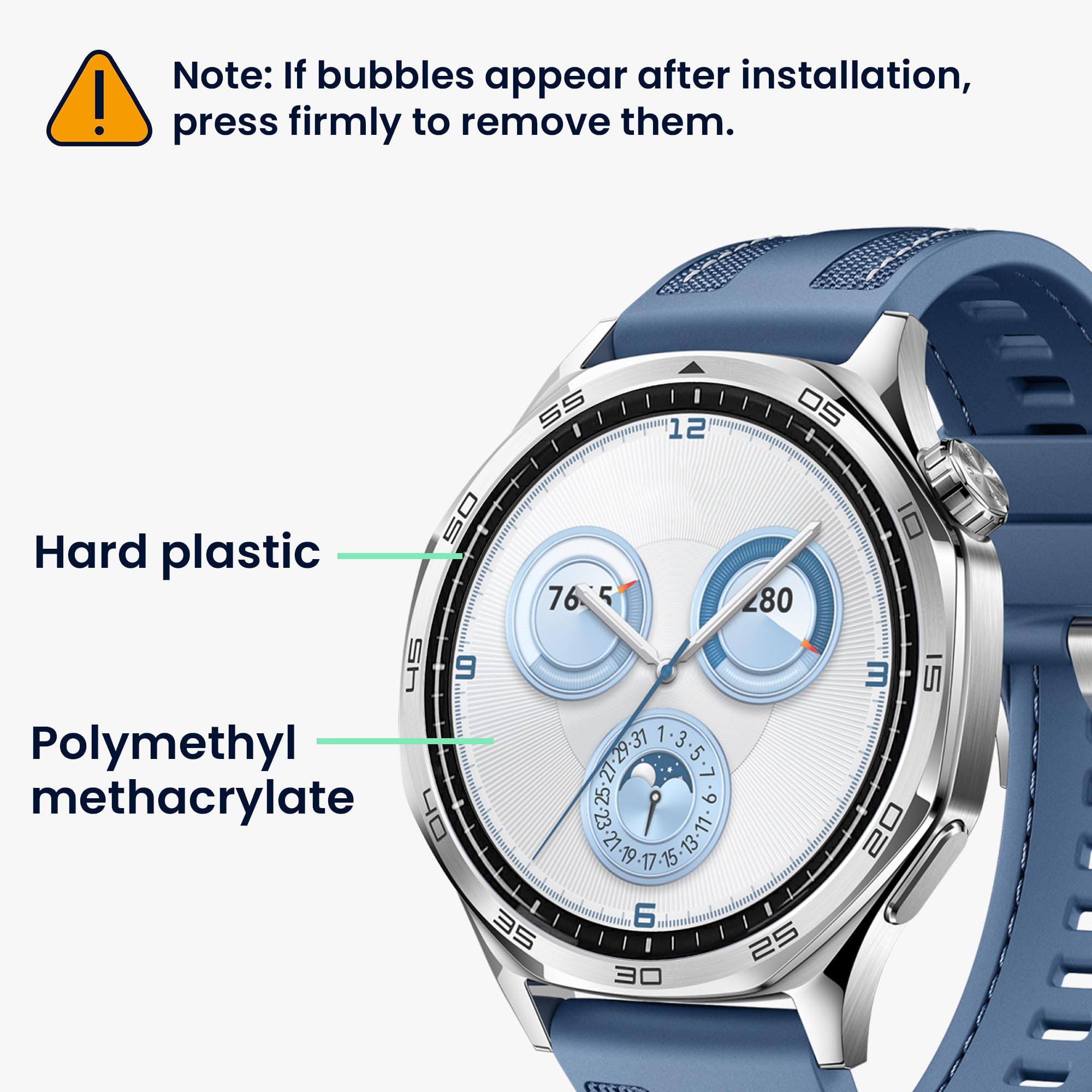 Kwmobile Protective Film Compatible With Huawei Watch Gt5 46Mm Screen Protector - 2X Smart Watch Protector Anti-Fingerprint
