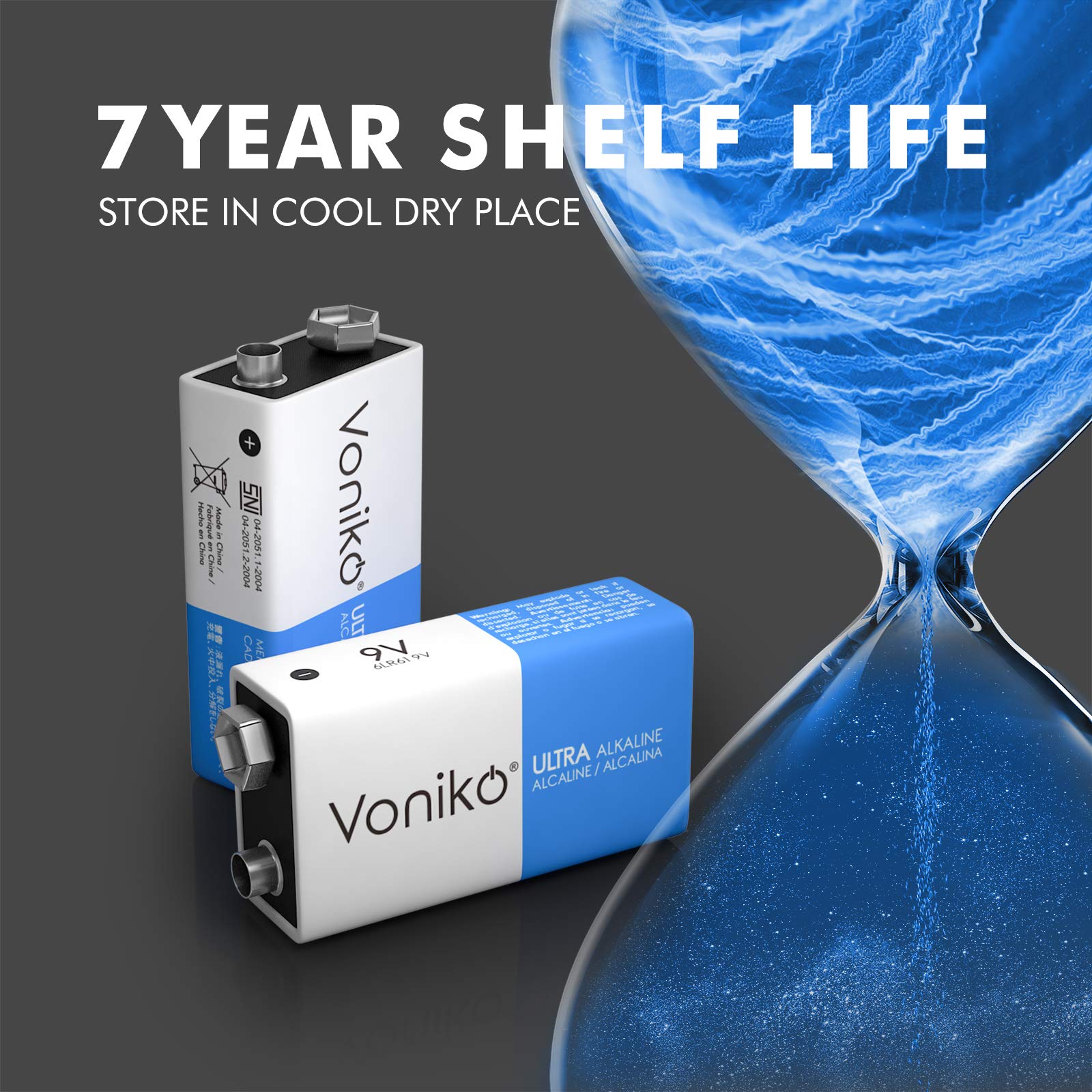 Voniko 9V Batteries   Alkaline 9V Battery 24 Pack   Ultra Long Lasting With A 7   Year Shelf Life