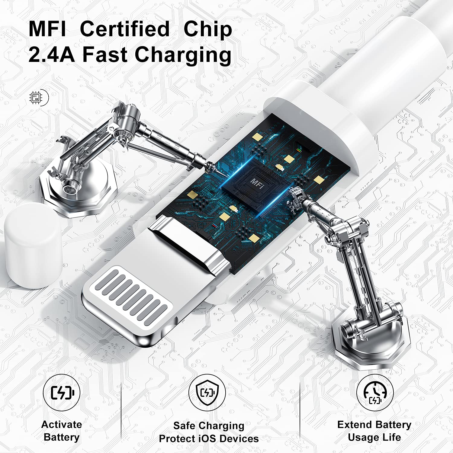 Pukerehab 10ft iPhone Charger - Apple Certified Lightning to USB Cable, White, Model 2, Compatible with iPhone 14/13/12/11/SE/iPad