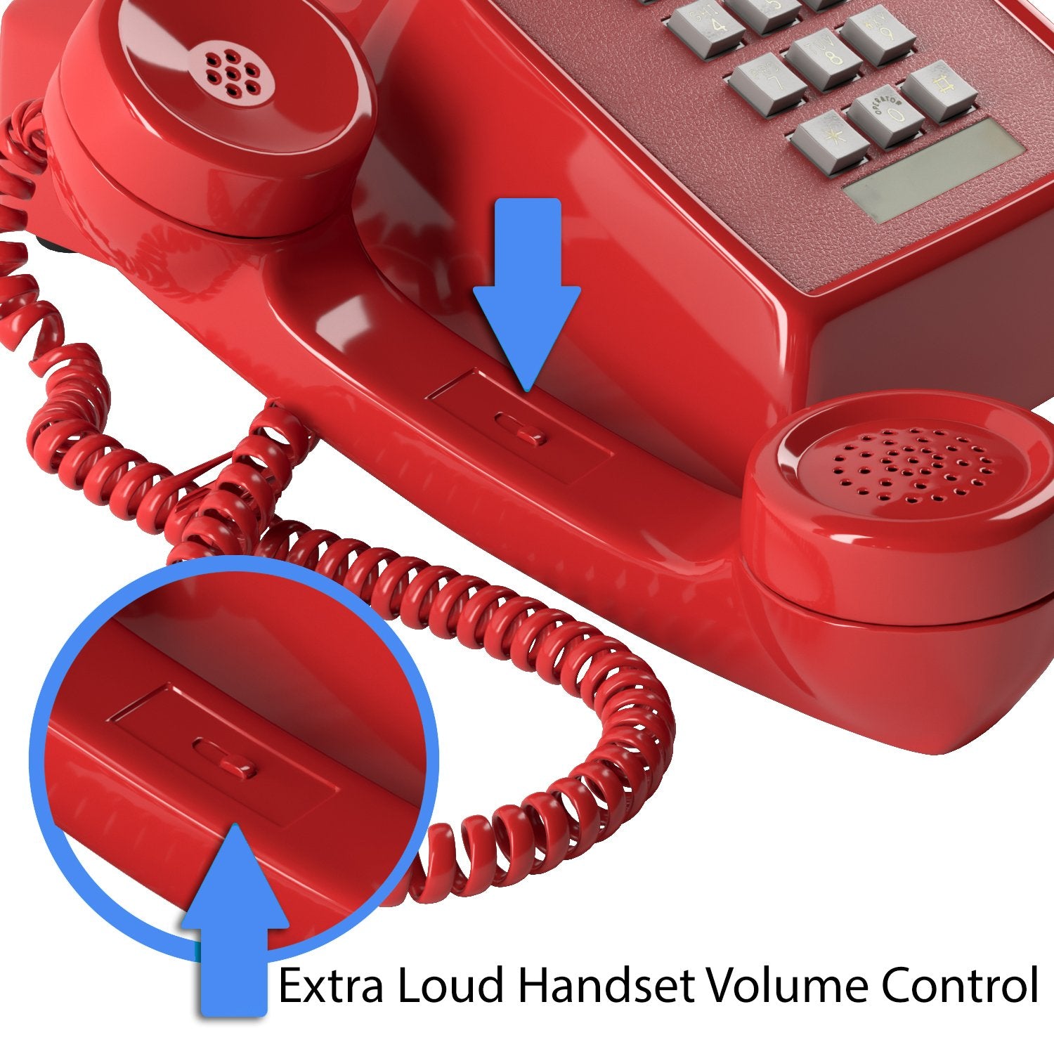 Home Intuition Classic Corded Phone For Hearing Impaired Telephone For Seniors With Extra Loud Ringer, Red