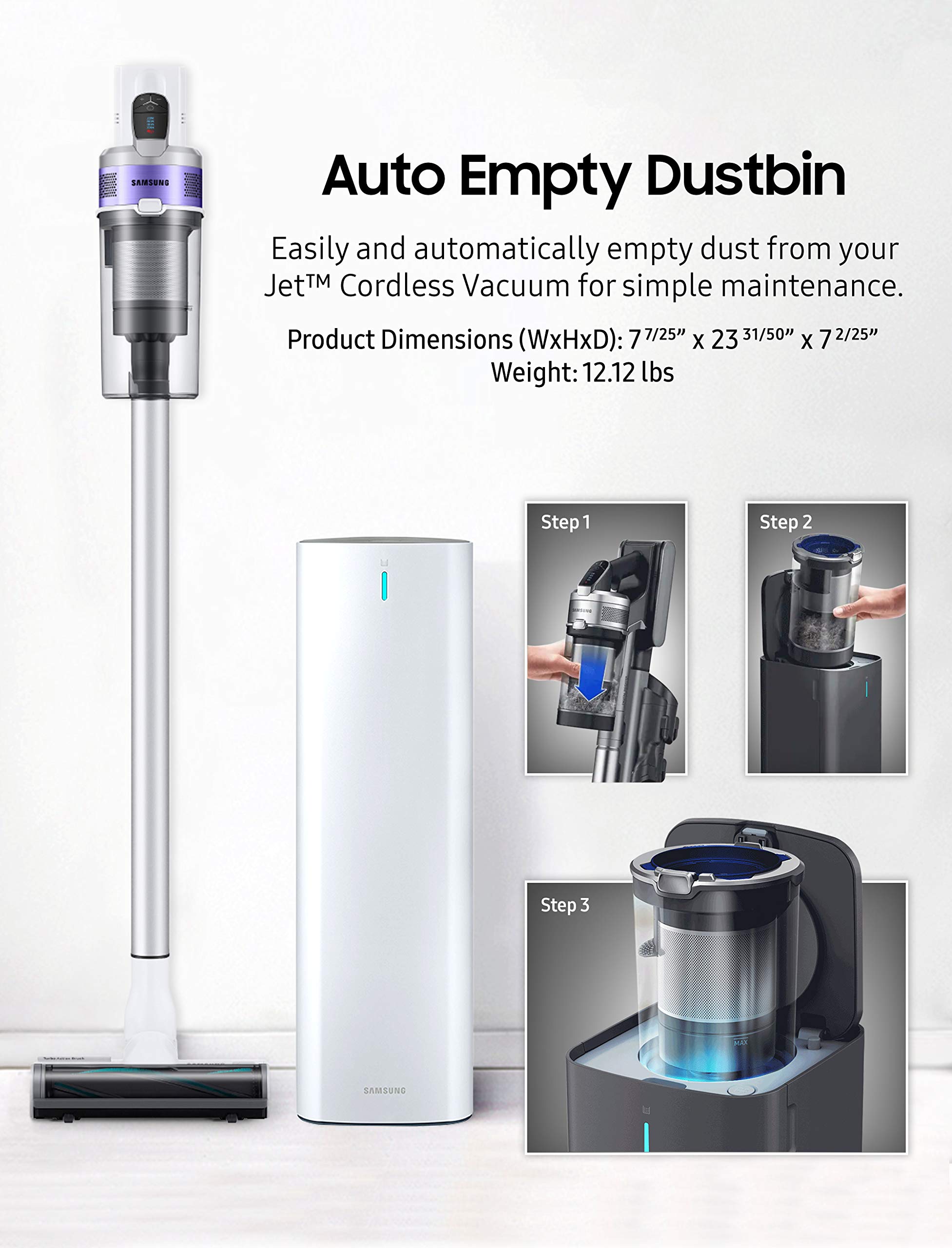 Samsung Station Dust Disposal With Hygienic Cleaning Filter Household Handheld Vacuums, 2021, Airborne White