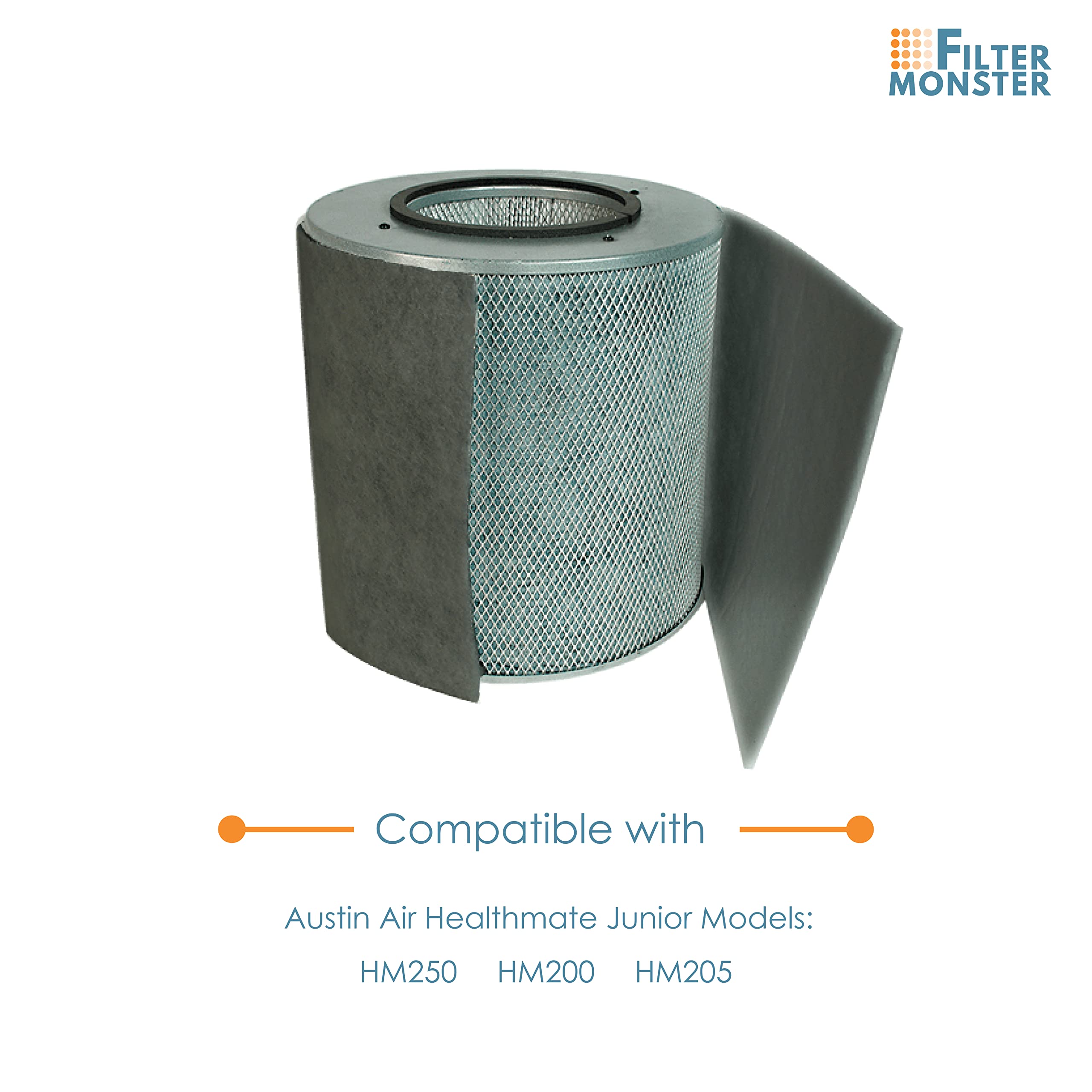 Filter Monster True Hepa Replacement Compatible With Austin Air Healthmate Junior Filter, With Black Carbon Pre Filter