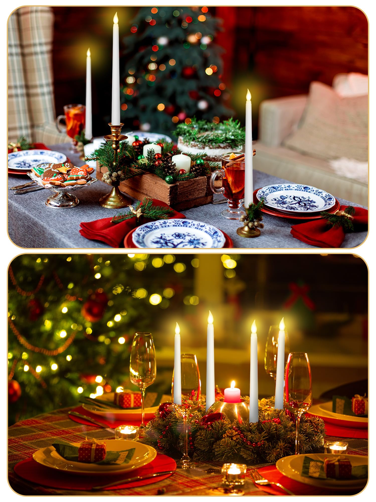 Funtery 48 Pcs Flameless Led Taper Candles 11 Inch Battery Operated Flickering Candles Bulk For Christmas Church Wedding Party(W