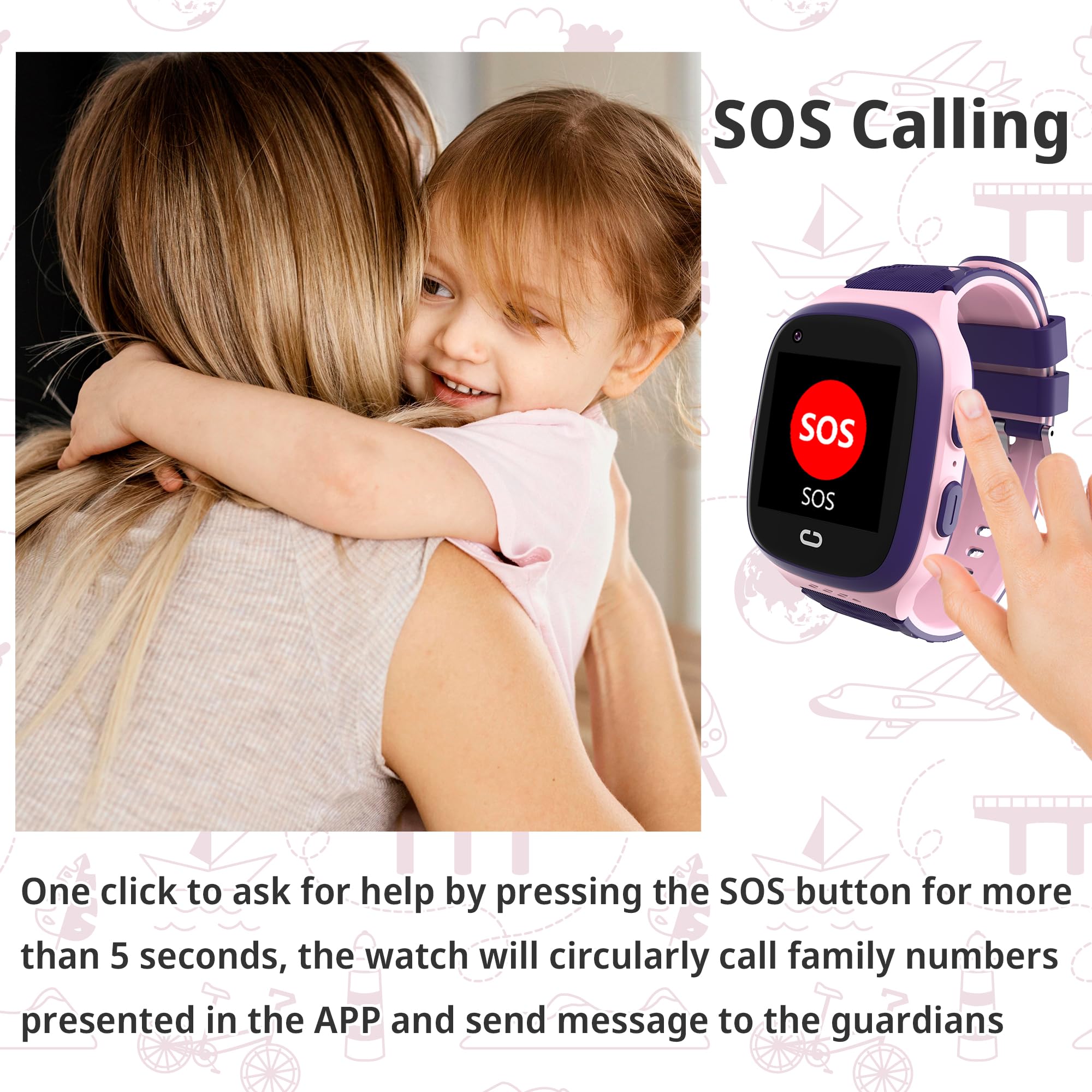 4G Kids Smart Watches Girls With Gps Tracker, Kids Cell Phone Watch For Girls Age 5-12, Video Calling Sos Call Voice Chat Alarm