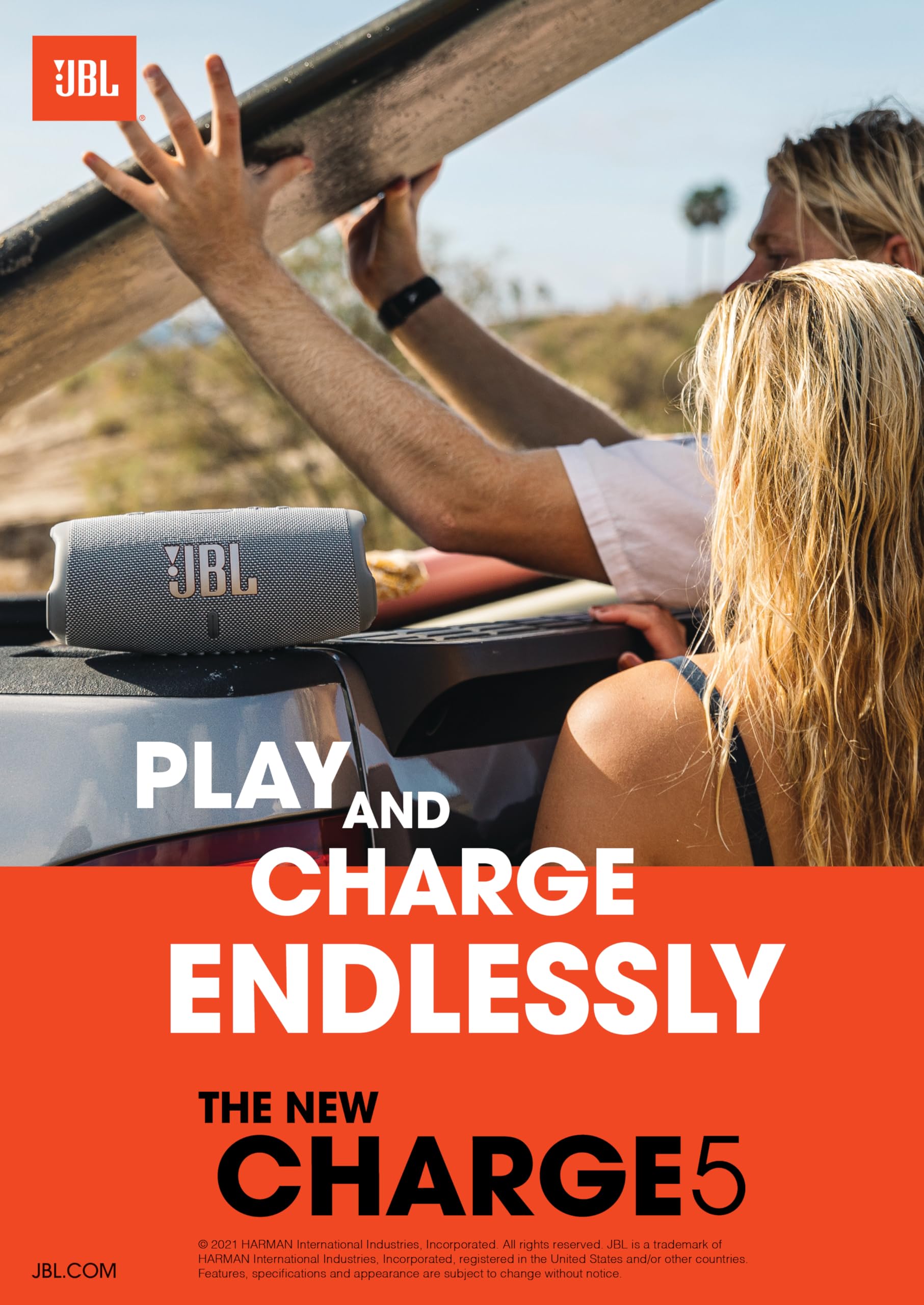 Jbl Charge 5 - Portable Waterproof (Ip67) Bluetooth Speaker With Powerbank Usb Charge Out, 20 Hours Playtime, Jbl Partyboost (Gr