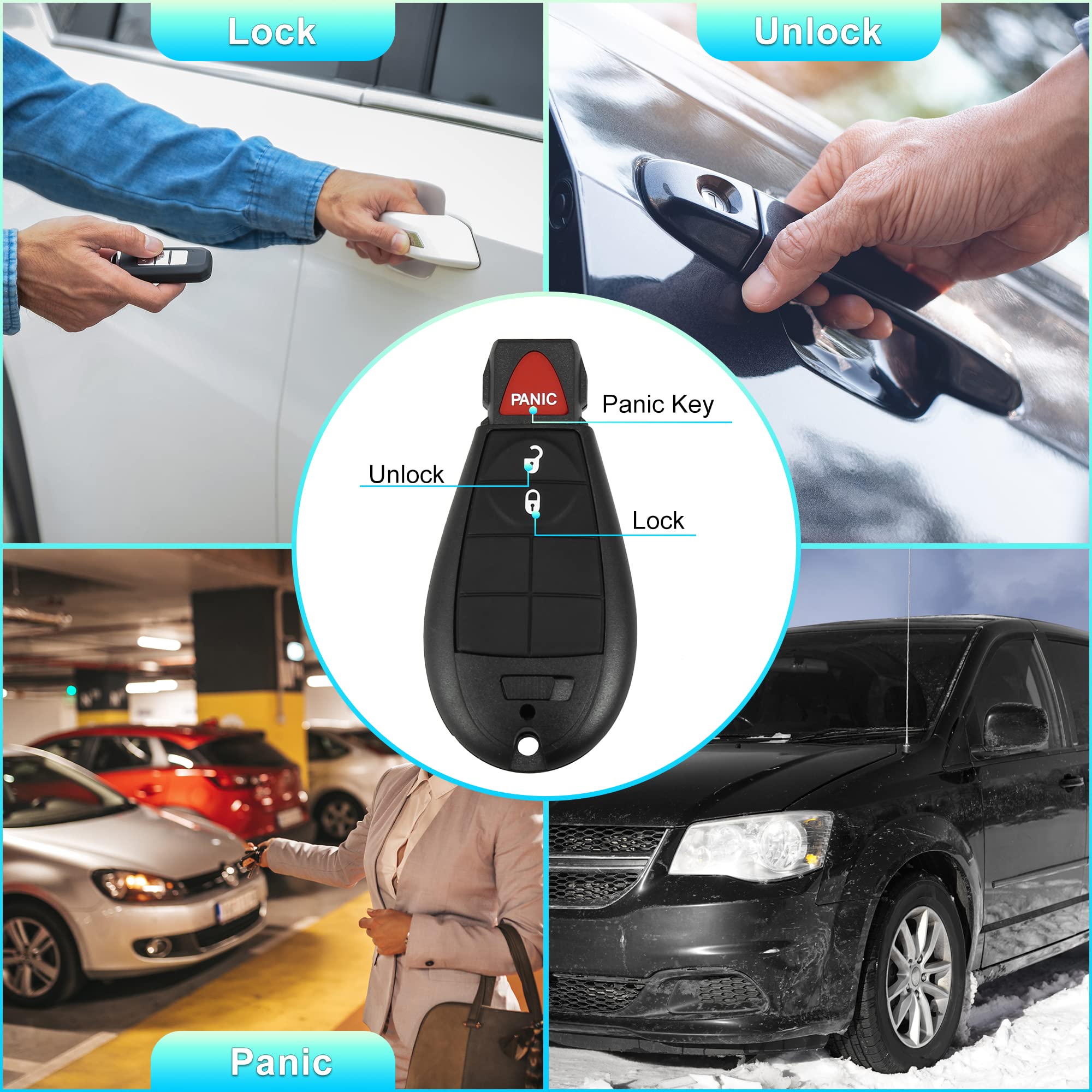 X Autohaux Replacement Keyless Entry Remote Car Key Fob M3N5Wy783X 433Mhz For Dodge Grand Caravan Challenger Charger Durango For