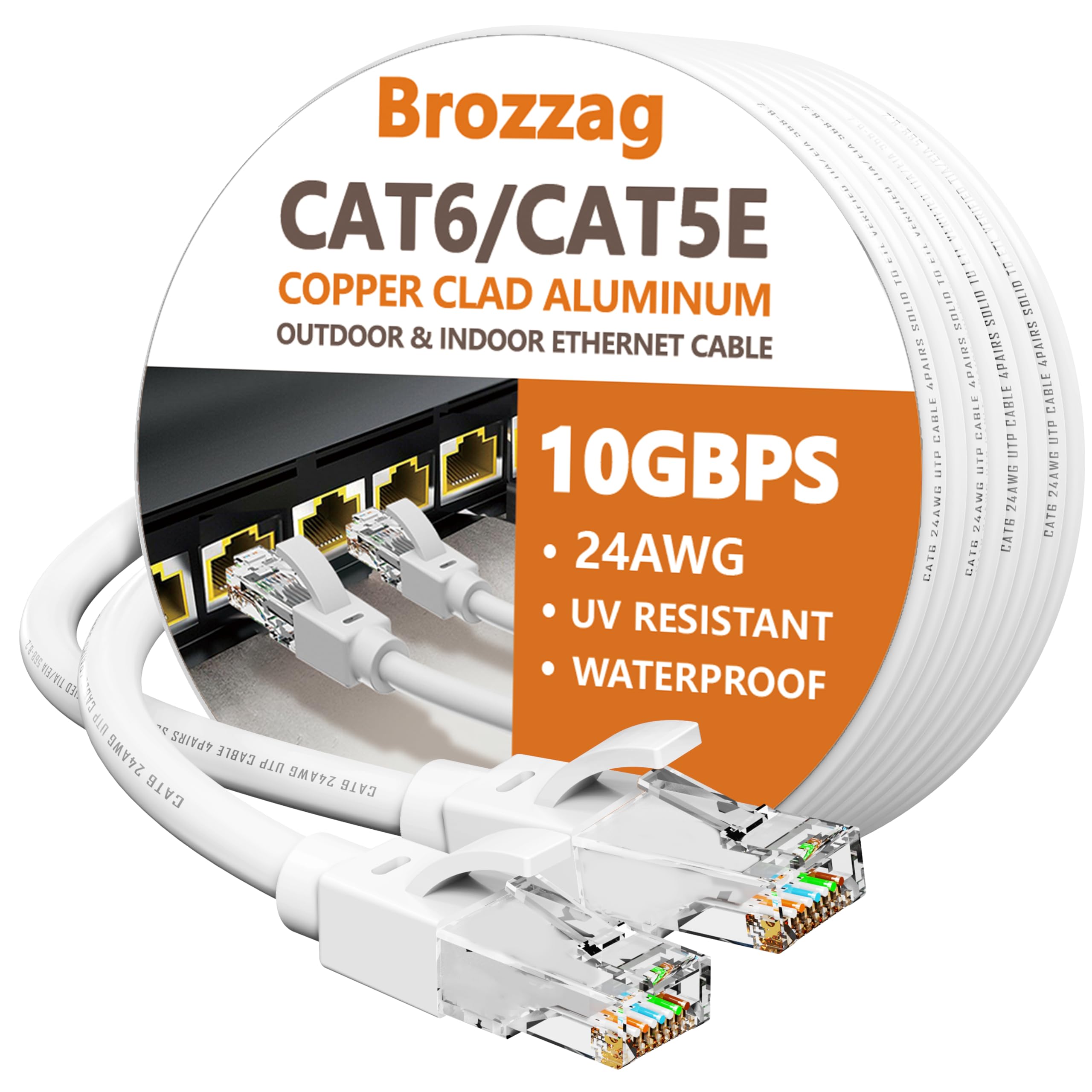 100 Feet Ethernet Cable For Cat 5E/Cat6, 10Gbps 24Awg Cat6 Network Cable, Cca Direct Burial Cable, Utp, Lldpe, Rj45 Patch Lan Co